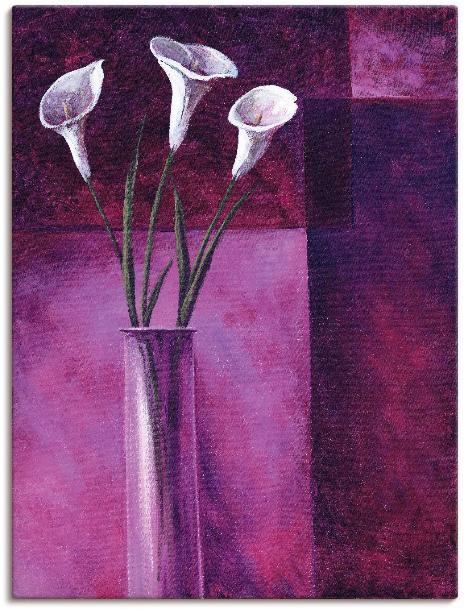 Image of Artland Leinwandbild "Callas Lila" Blumen 1 Stk. tlg. auf Holzrahmen gespannt