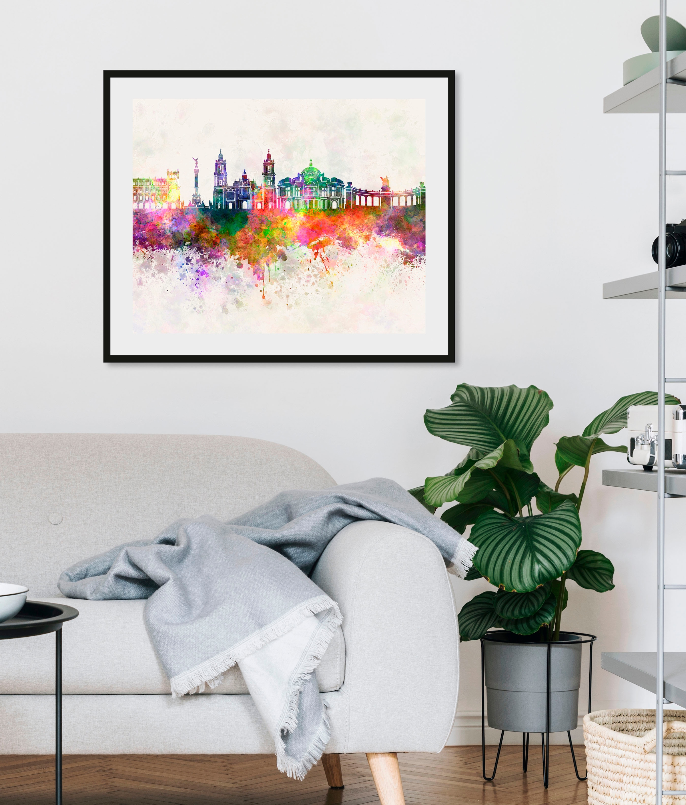Image of queence Bild "Skyline Color Splash" Berlin Deutschland Kunst Stadt Städte 1 Stk. tlg. HD Premium Poster-Druck inkl. Holzrahmen