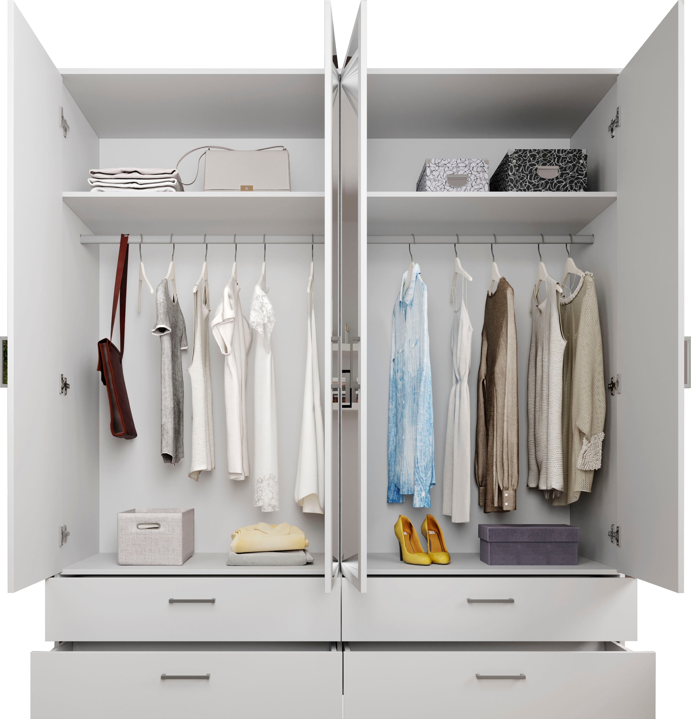 Schlafkontor Drehtürenschrank »Spazio«, weiss, Schlafzimmerschrank mit Spiegel
