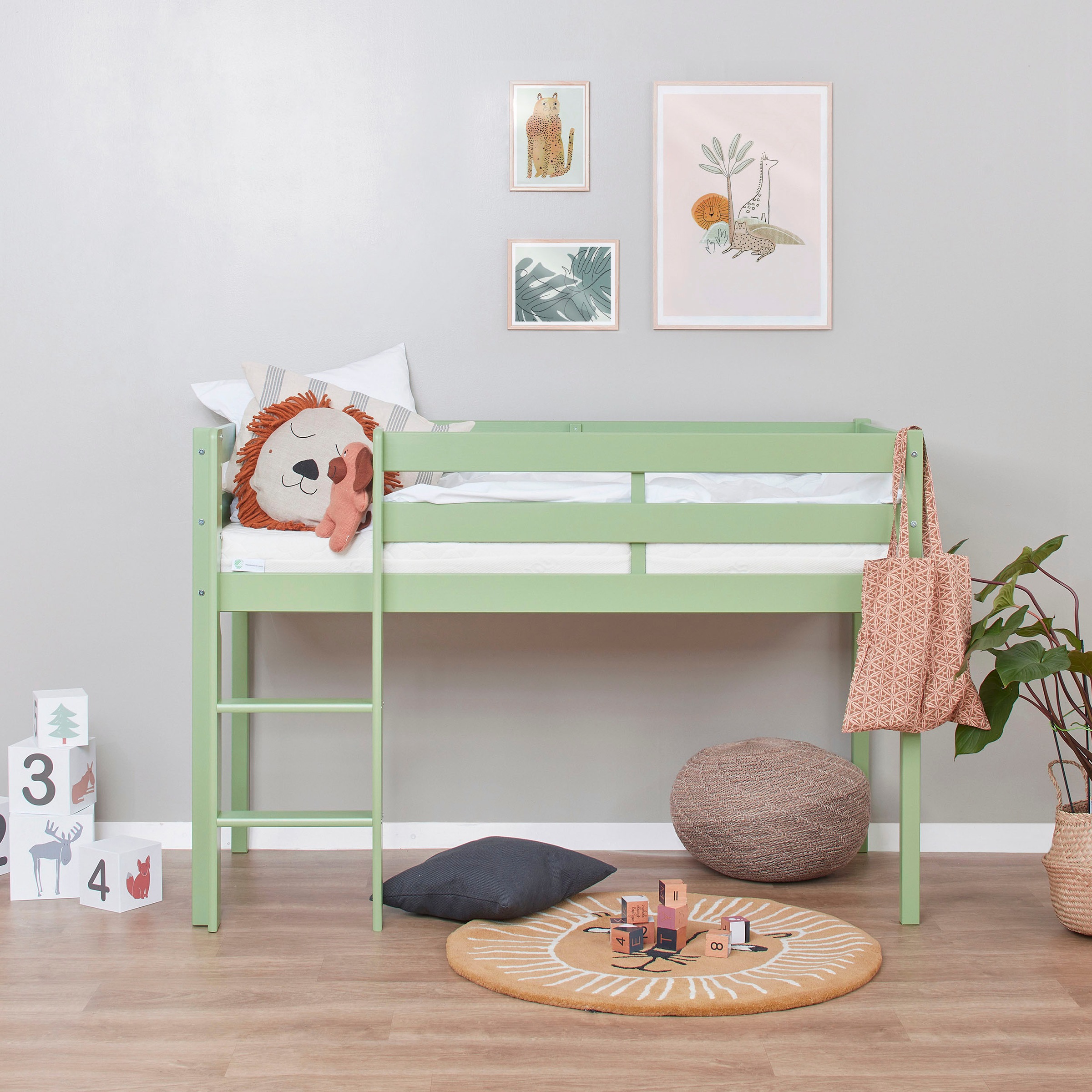 Hoppekids Spielbett »ECO COMFORT, Hochbett, in 2 Einzelbetten teilbar«, Höhe 72cm, Farbe & Grösse & Matratze