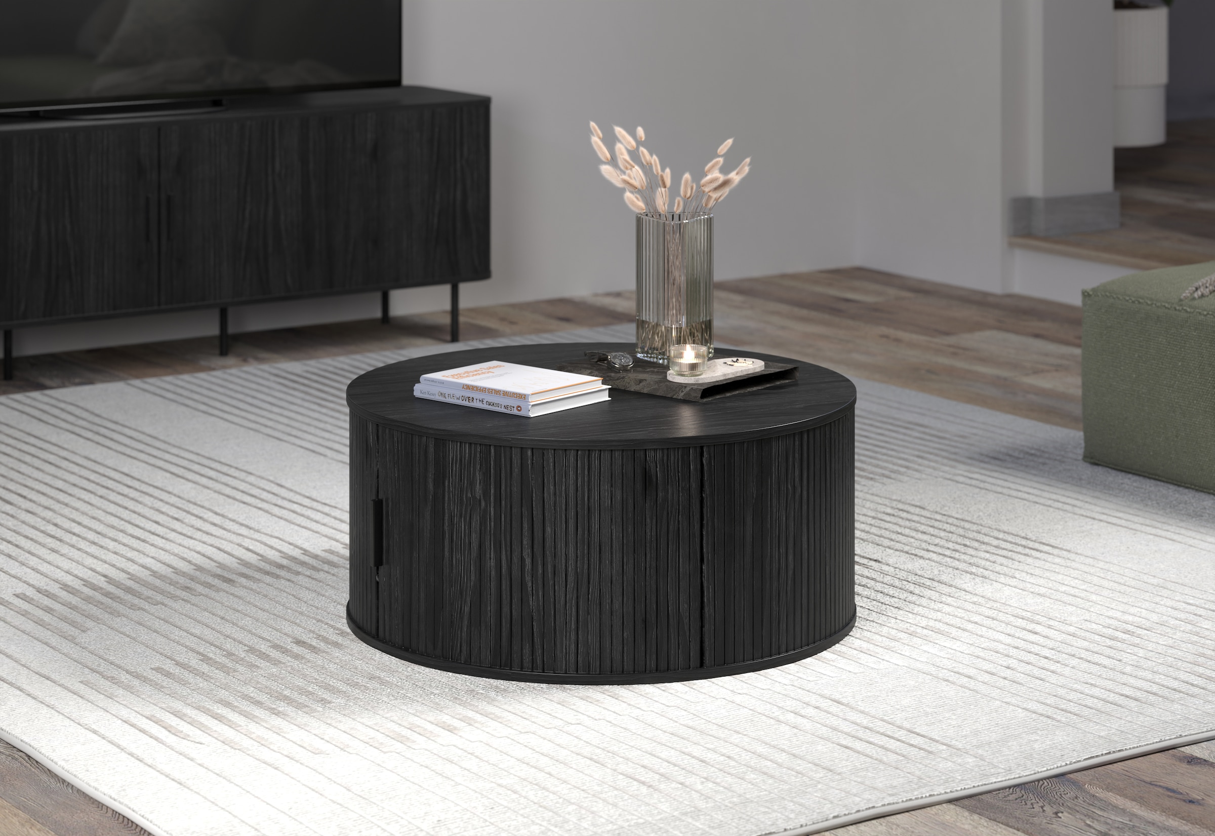 INOSIGN Couchtisch »Ronda«, (1 St.), Runder Sofatisch mit Stauraum - Masse (B/T/H) 80/80/36 cm