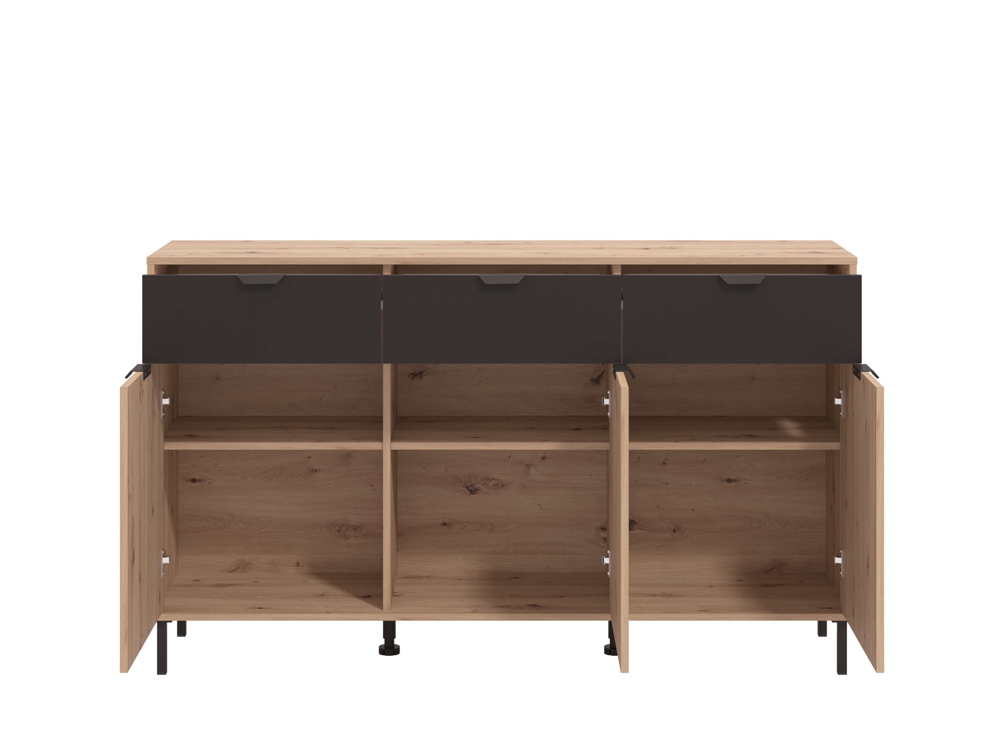 Home affaire Commode »Mayenne Sideboard, Schubladenschrank, Kommode, Anrichte, Breite 157cm« Wohnzimmermöbel, Schlafzimmermöbel, mit Drehtüren und drei Schubladen