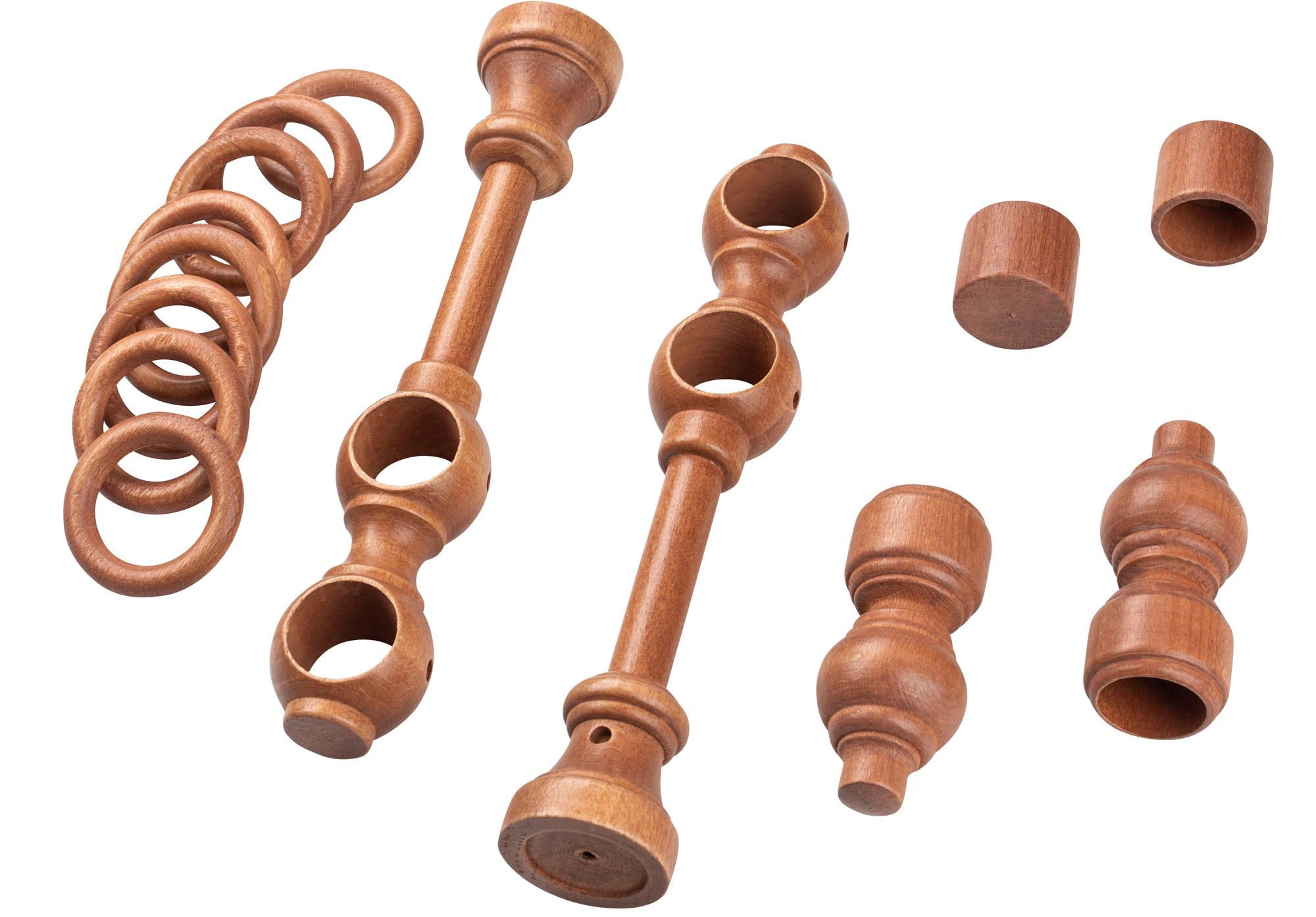 SN DECO GROUP Gardinenstange »Filigrano«, 2 läufig-läufig, Fixmass, 28 mm, Holz, verschiedene Längen und Farben, Komplettset