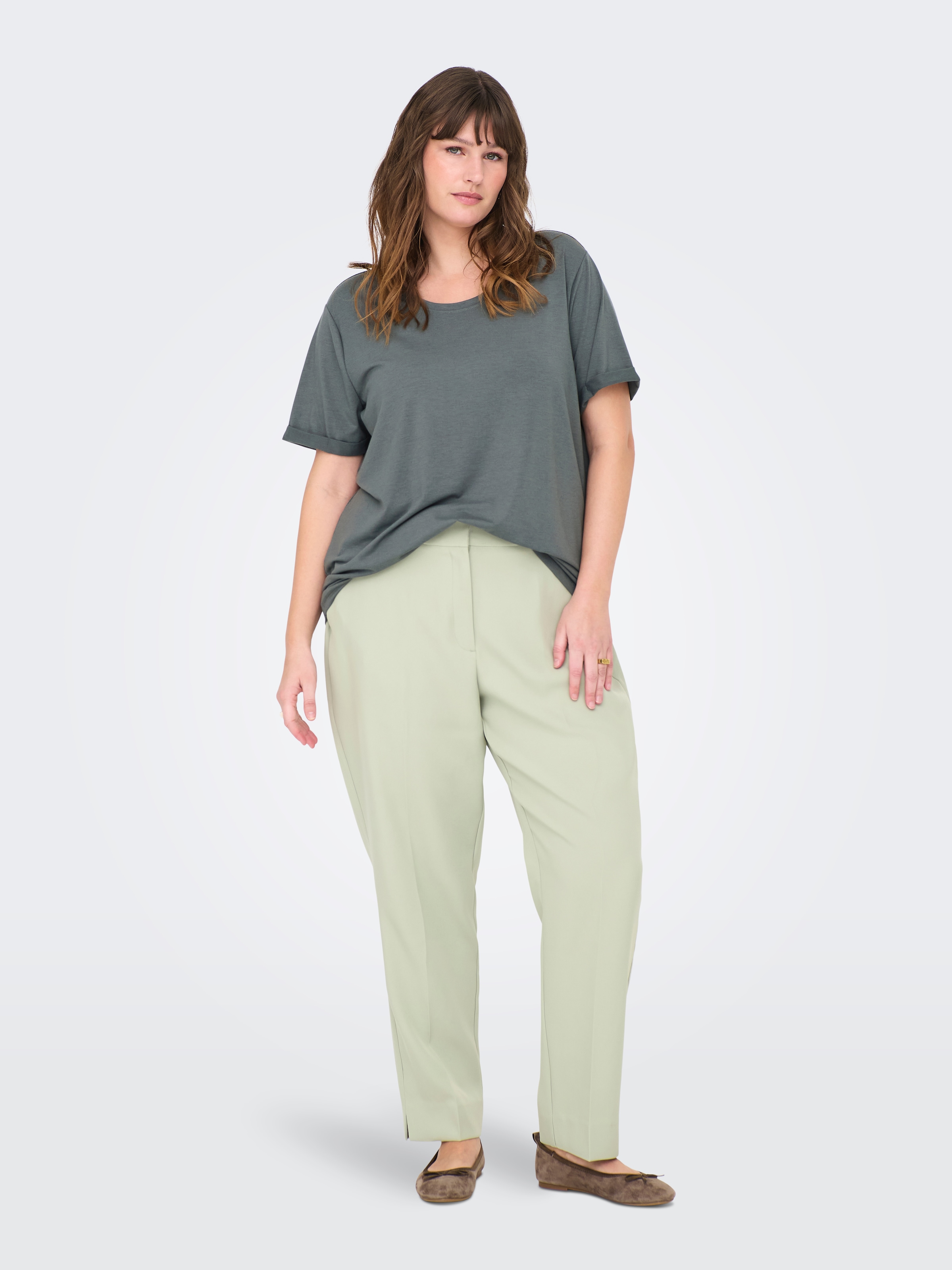 ONLY CARMAKOMA Kurzarmshirt »CARMOSTER S/S FOLD UP TOP JRS NOOS« Materialmix, regular fit