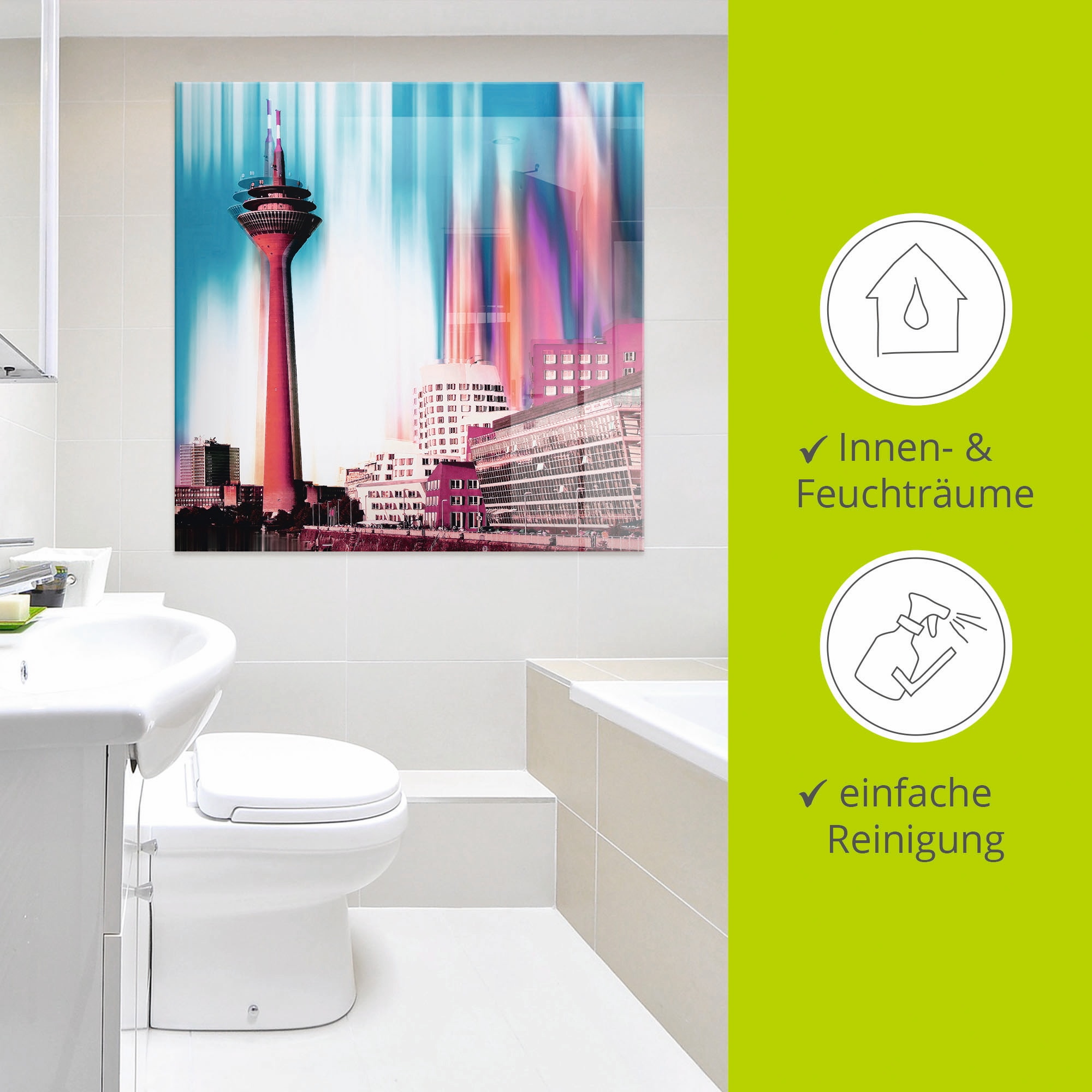 Artland Glasbild »Düsseldorf Skyline Collage I«, Deutschland, (1 St.), in verschiedenen Grössen