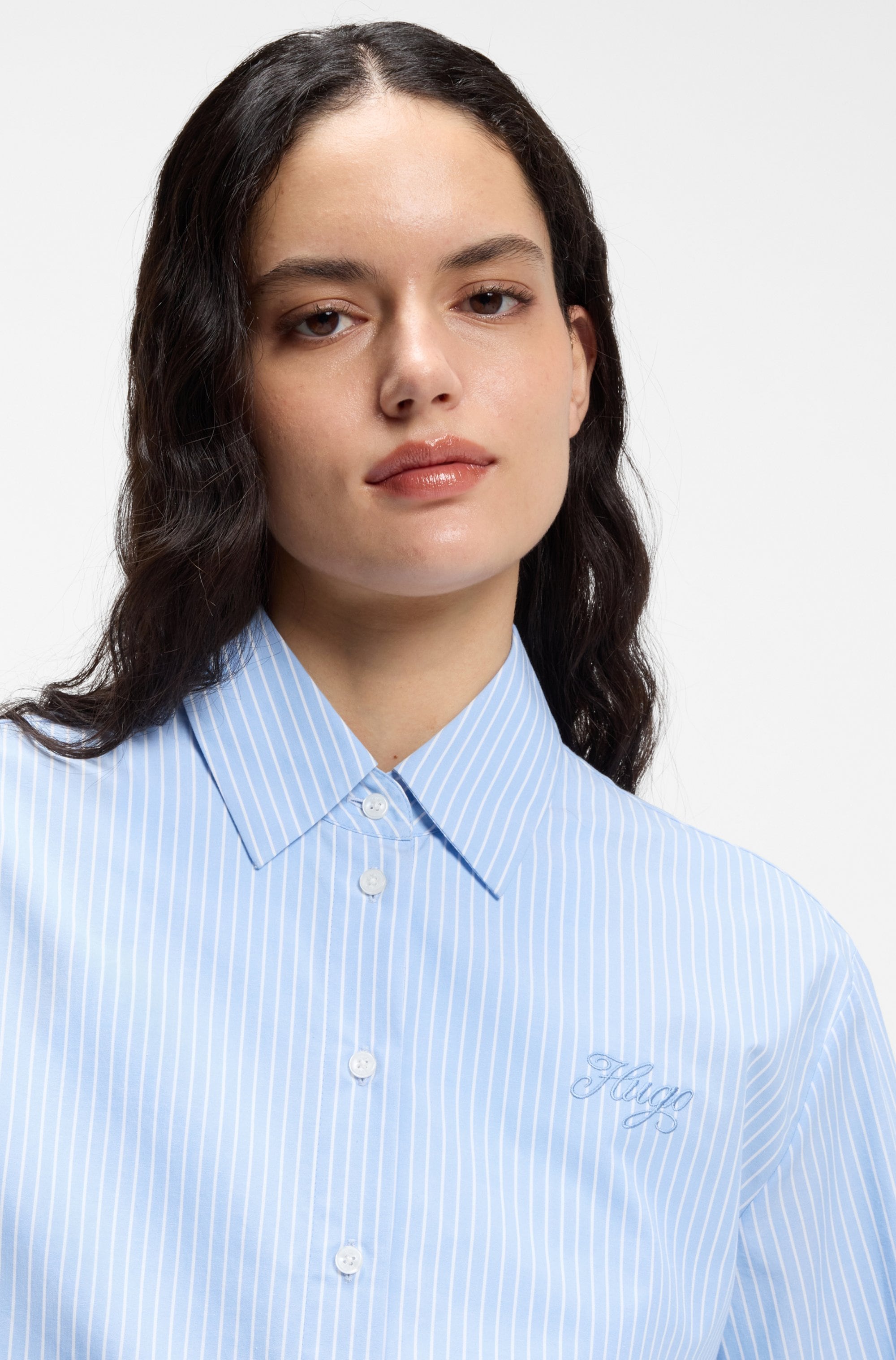 HUGO Blouse chemise »Epic« en popeline de coton, coupe décontractée