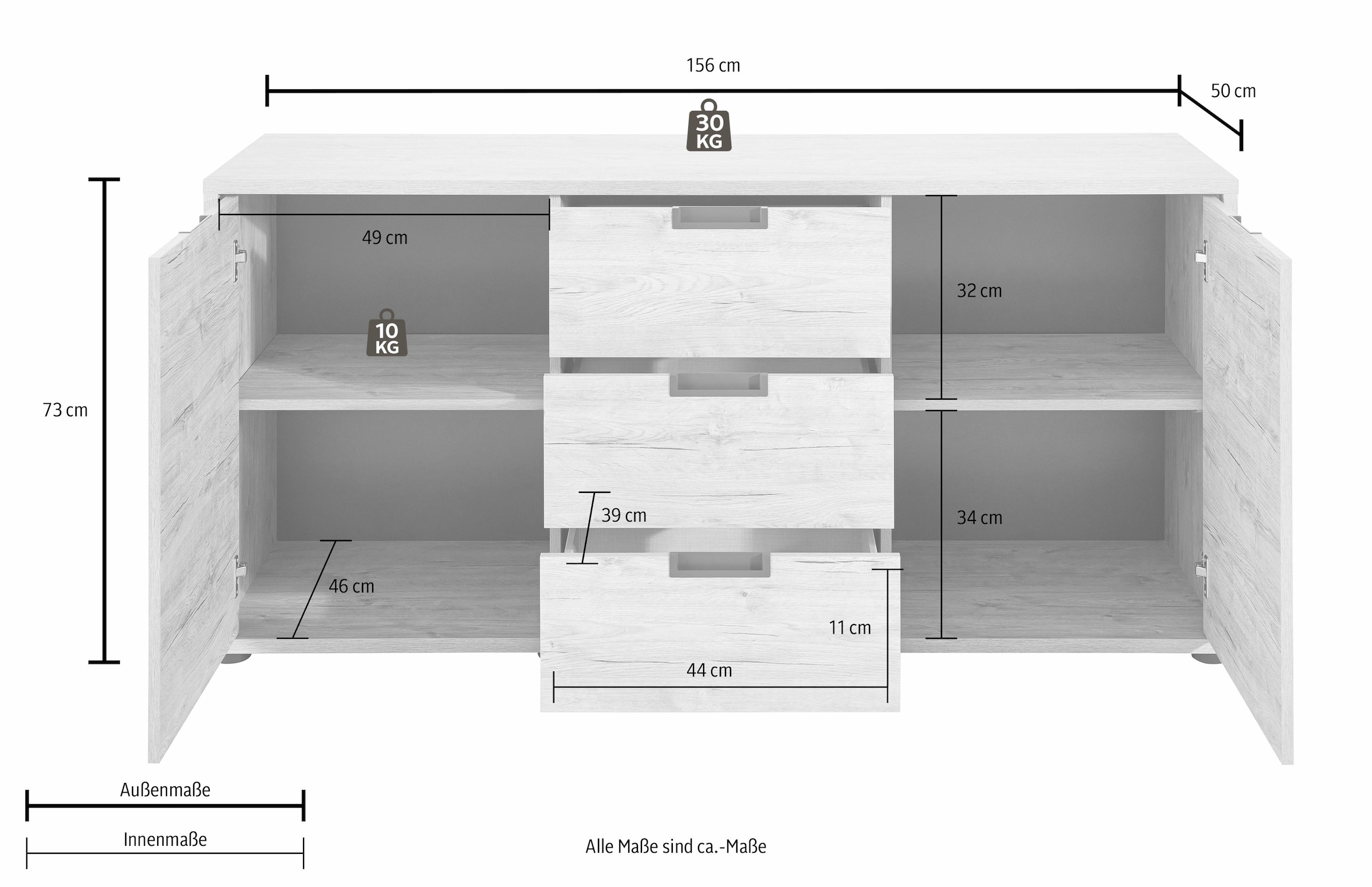 Home affaire Sideboard »Palma« Breite 156 cm