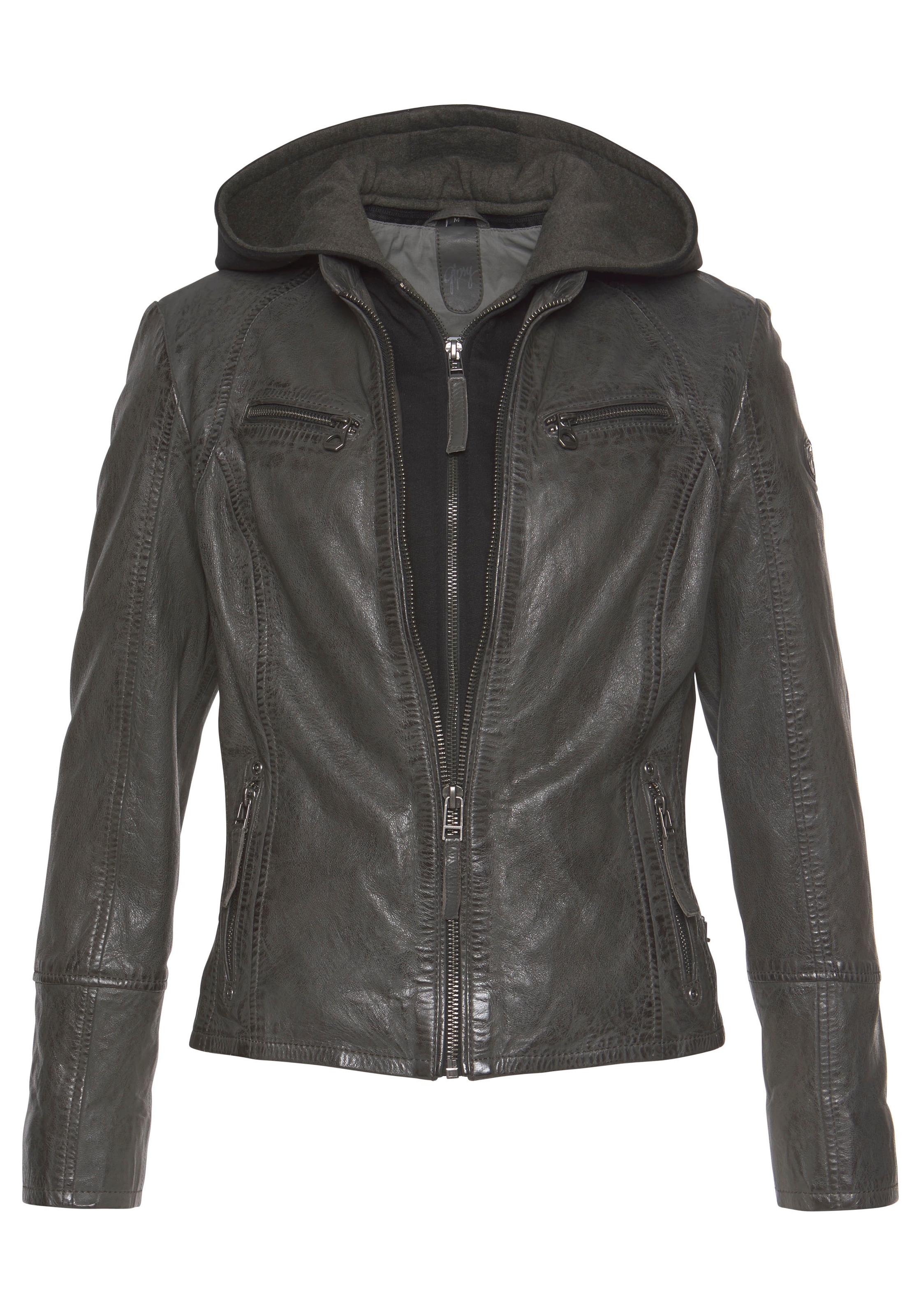 Gipsy Lederjacke »NOLA«, mit Kapuze, Two-in-One Style - mit abnehmbarer Jersey-Kapuze