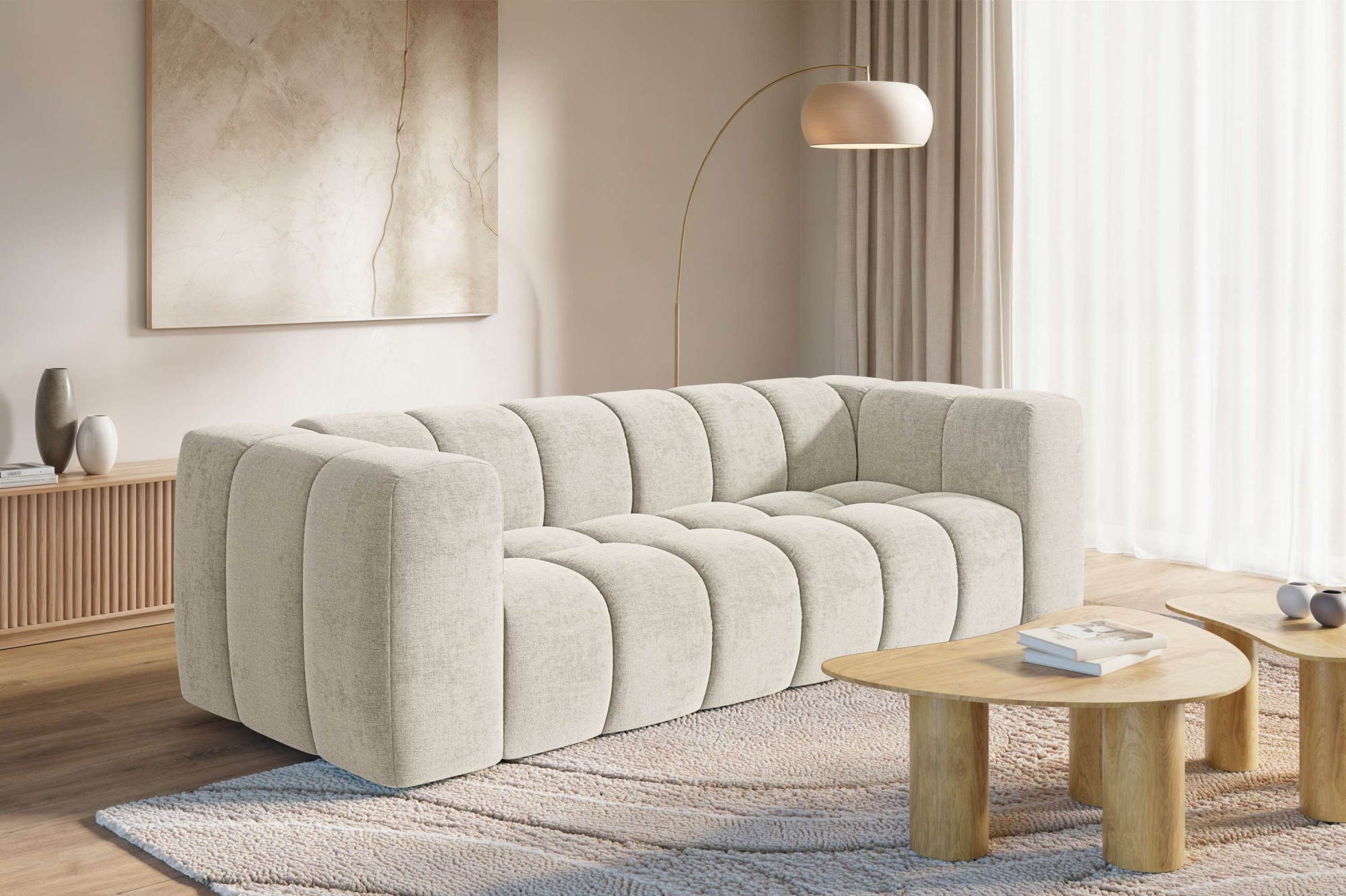 homsy by Ana Johnson Canapé Big »»L« BOUBELLE Design-Sofa mit Steppung, Bubble-Optik, Breite 246 cm« 4-Sitzer mit Wellenunterfederung, L Sitztiefe 63 cm