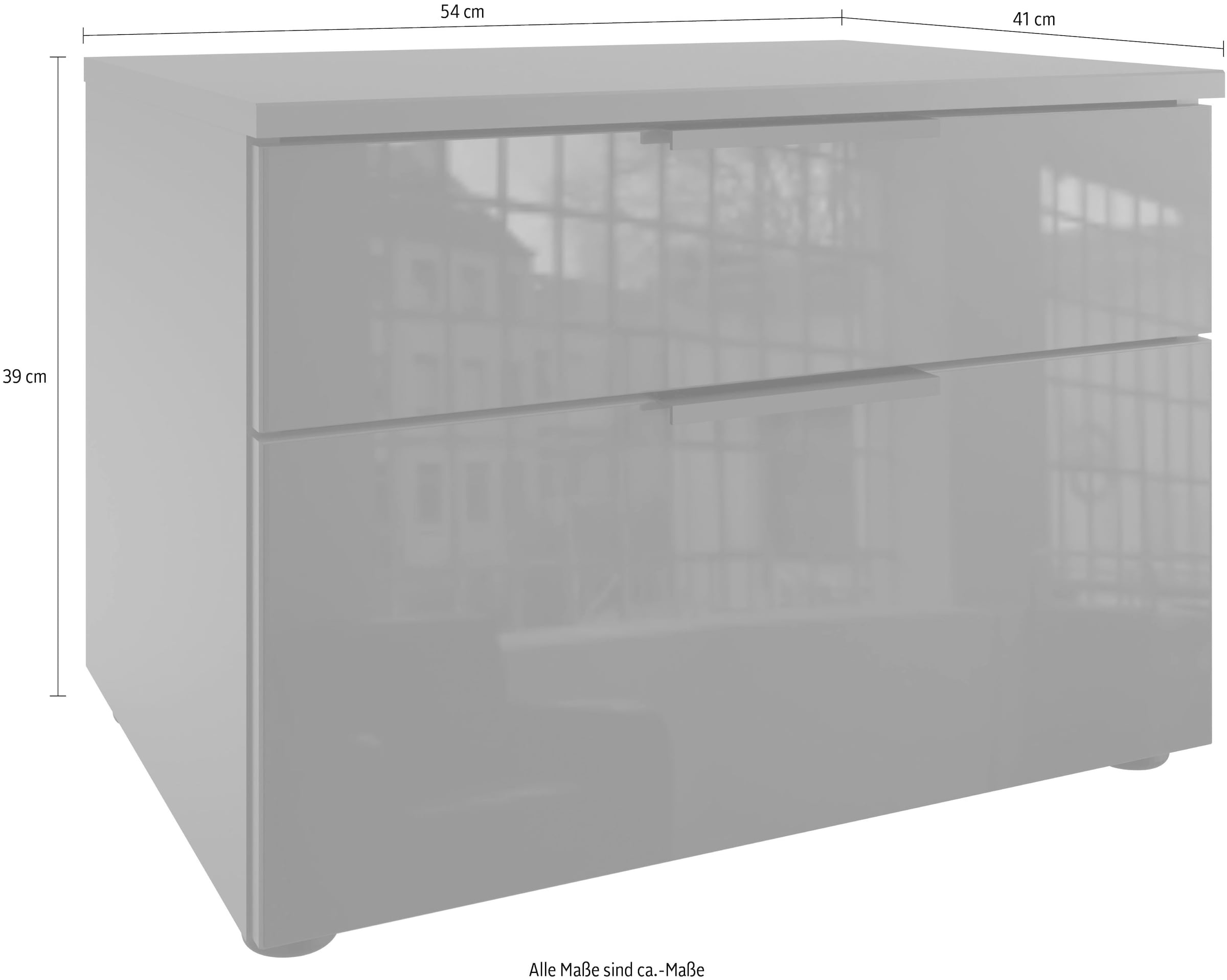 Wimex Nachtkommode »Level36 black C by fresh to go«, mit Glaselementen auf der Front, soft-close Funktion, 54cm breit