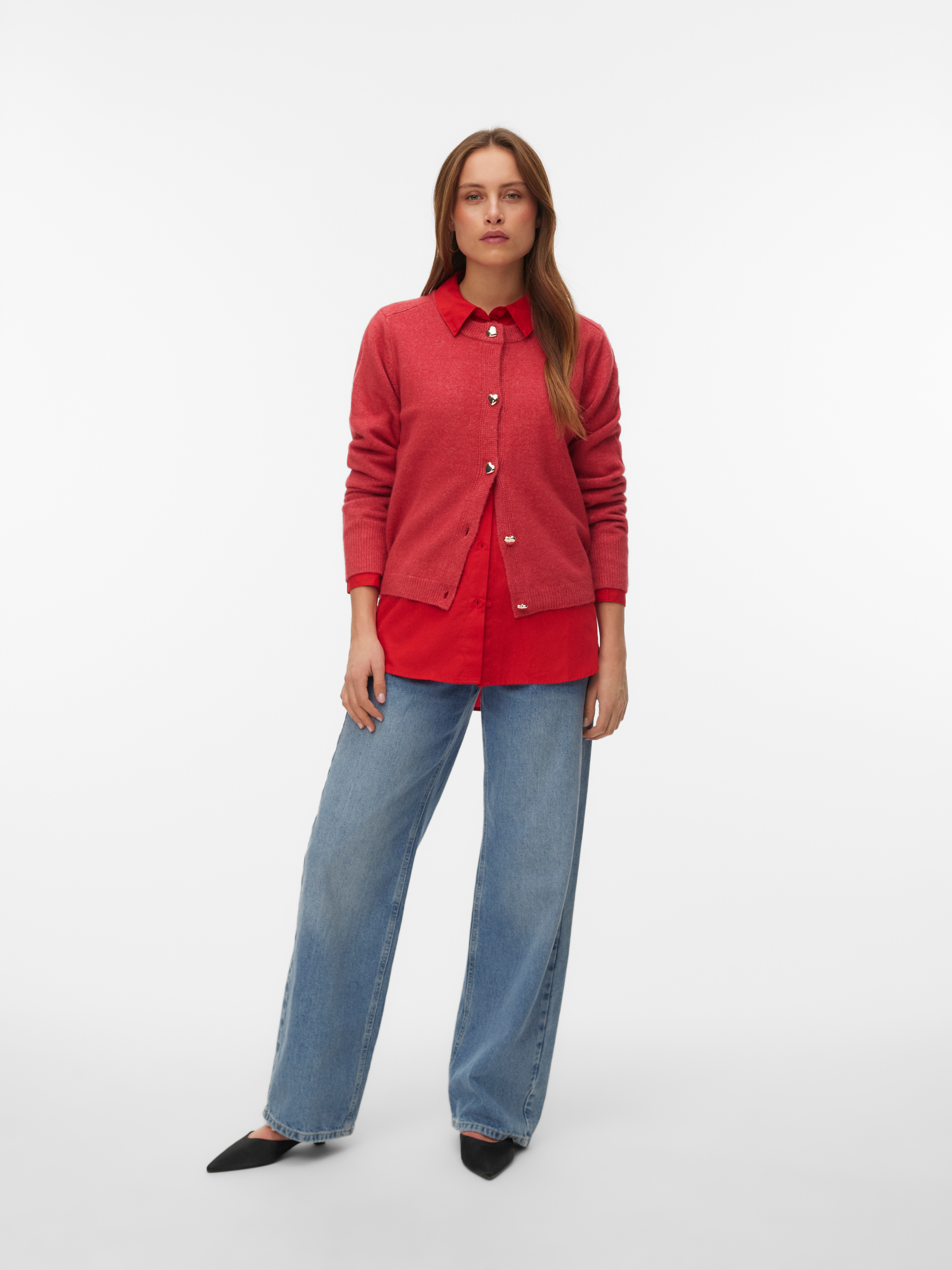 Vero Moda Veste en tricot »VMFIONA LS SHORT BUTTON CARDIGAN GA BOO« mit Wolle und Stretch