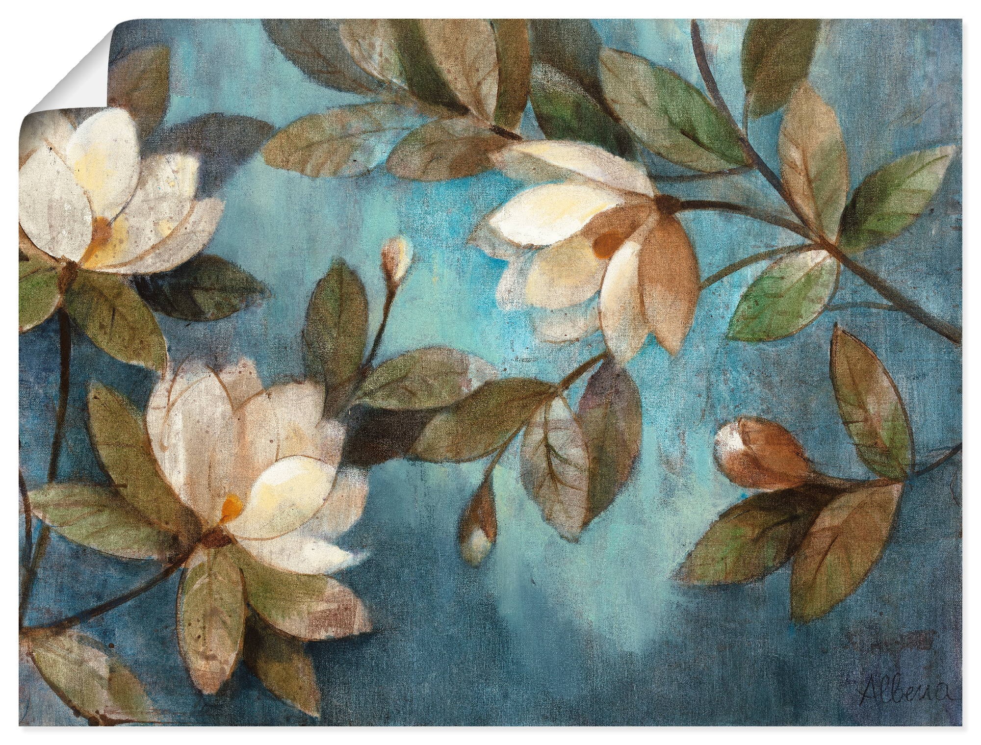 Image of Artland Wandbild »Schwebende Magnolie«, Blumen, (1 St.), in vielen Grössen & Produktarten -Leinwandbild, Poster, Wandaufkleber / Wandtattoo auch für Badezimmer geeignet bei Ackermann Versand Schweiz