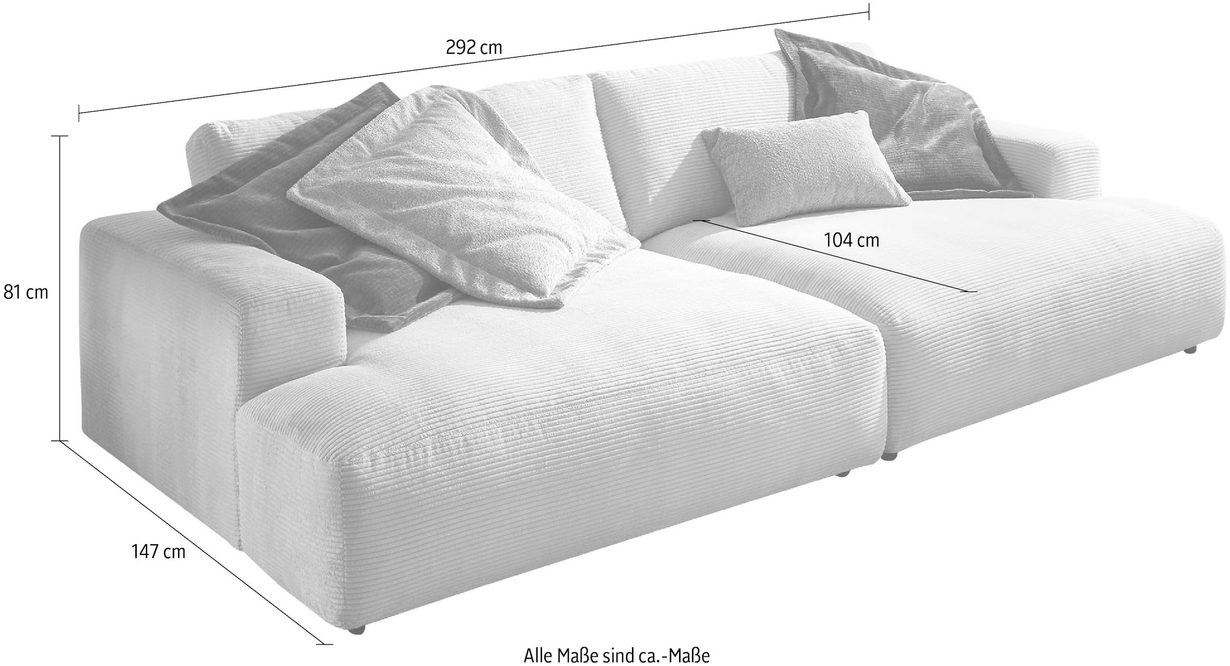 Musterring Loungesofa »Lucia Big Sofa, bequem, Mega-Sitzfläche, Cord Bezug, viel Platz« Cord-Bezug, Breite 292 cm