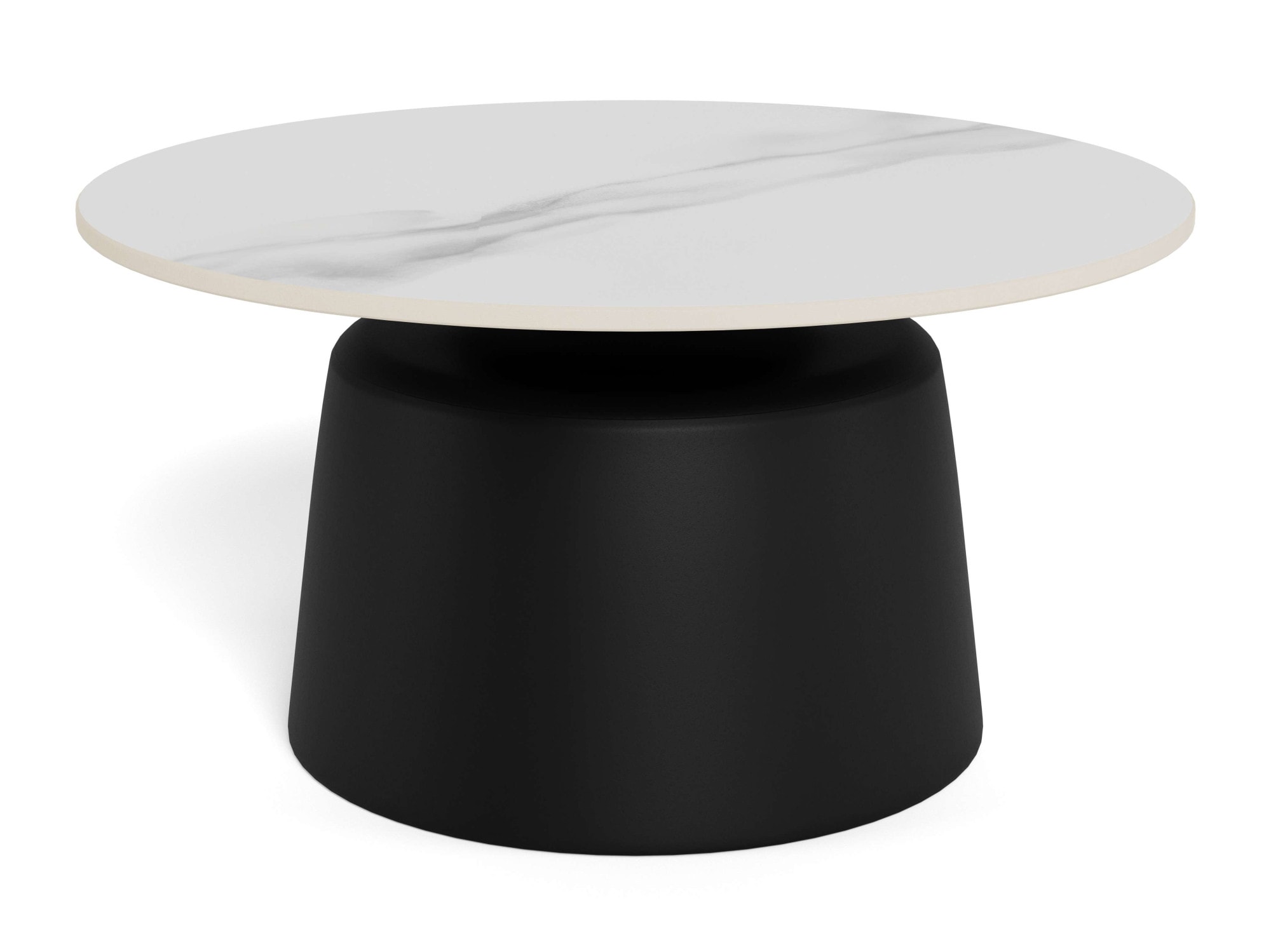 ACTONA GROUP Couchtisch »Santorini Kaffetisch - modern & stilvoll mit langlebiger Keramikplatte« Weisse Keramik, schwarzes Stahlgestell, langlebig. Ø: 70 cm