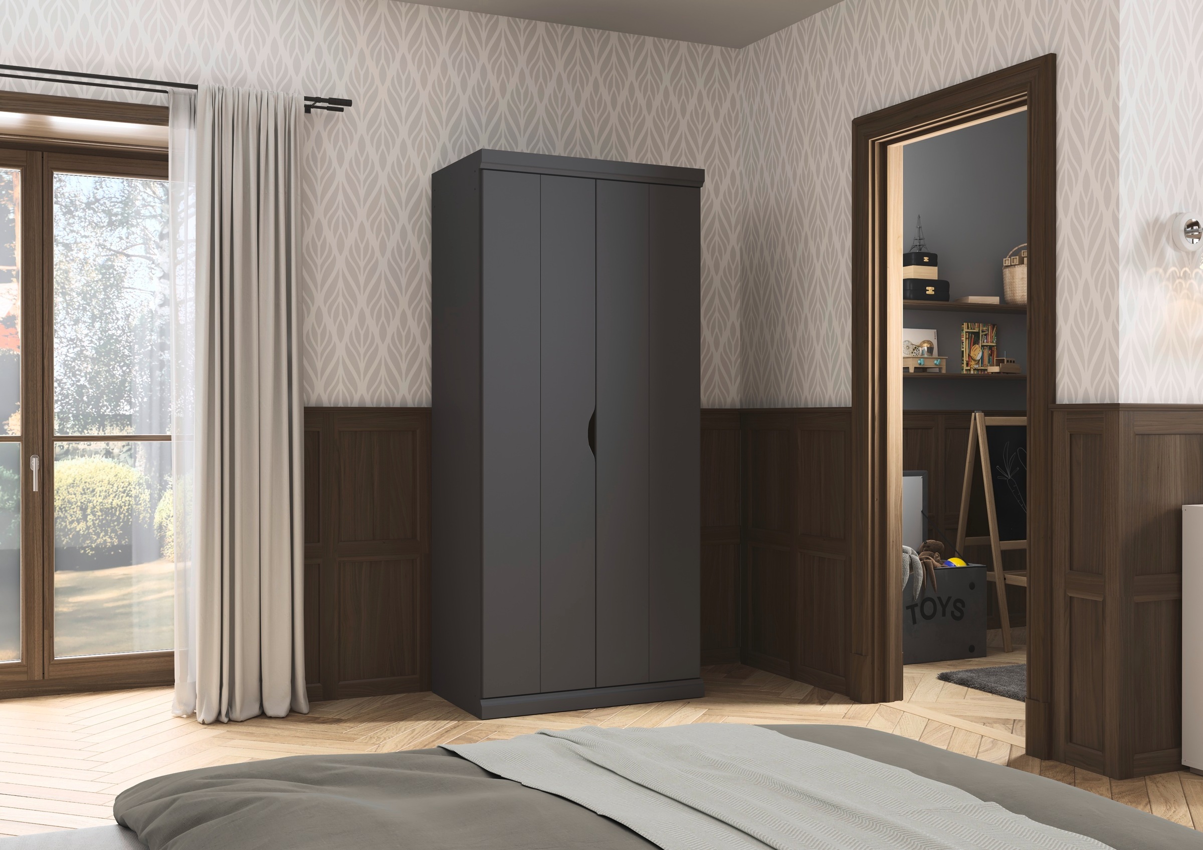 GOODproduct Kleiderschrank »Mehrzweckschrank Aktenschrank Möbel Mietswohnung Schlafzimmer MARLENE« 3 verschiedene Ausstattungen BASIC/CLASSIC/PREMIUM (inkl. SOFT-CLOSE),  in 3 Breiten 91/136/181 cm im Landhaus-Stil MADE IN GERMANY