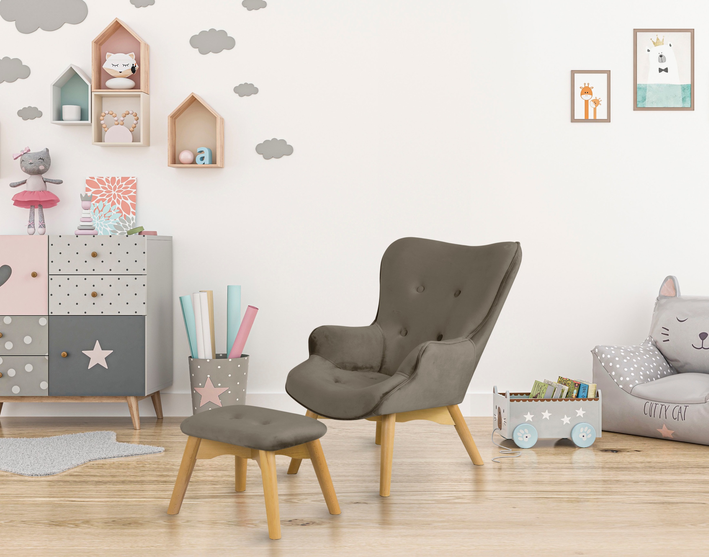 Image of Lüttenhütt Sessel »Nicko Mini«, wahlweise mit und ohne Hocker, Sessel belastbar bis 60kg, Hocker bis 30kg bei Ackermann Versand Schweiz