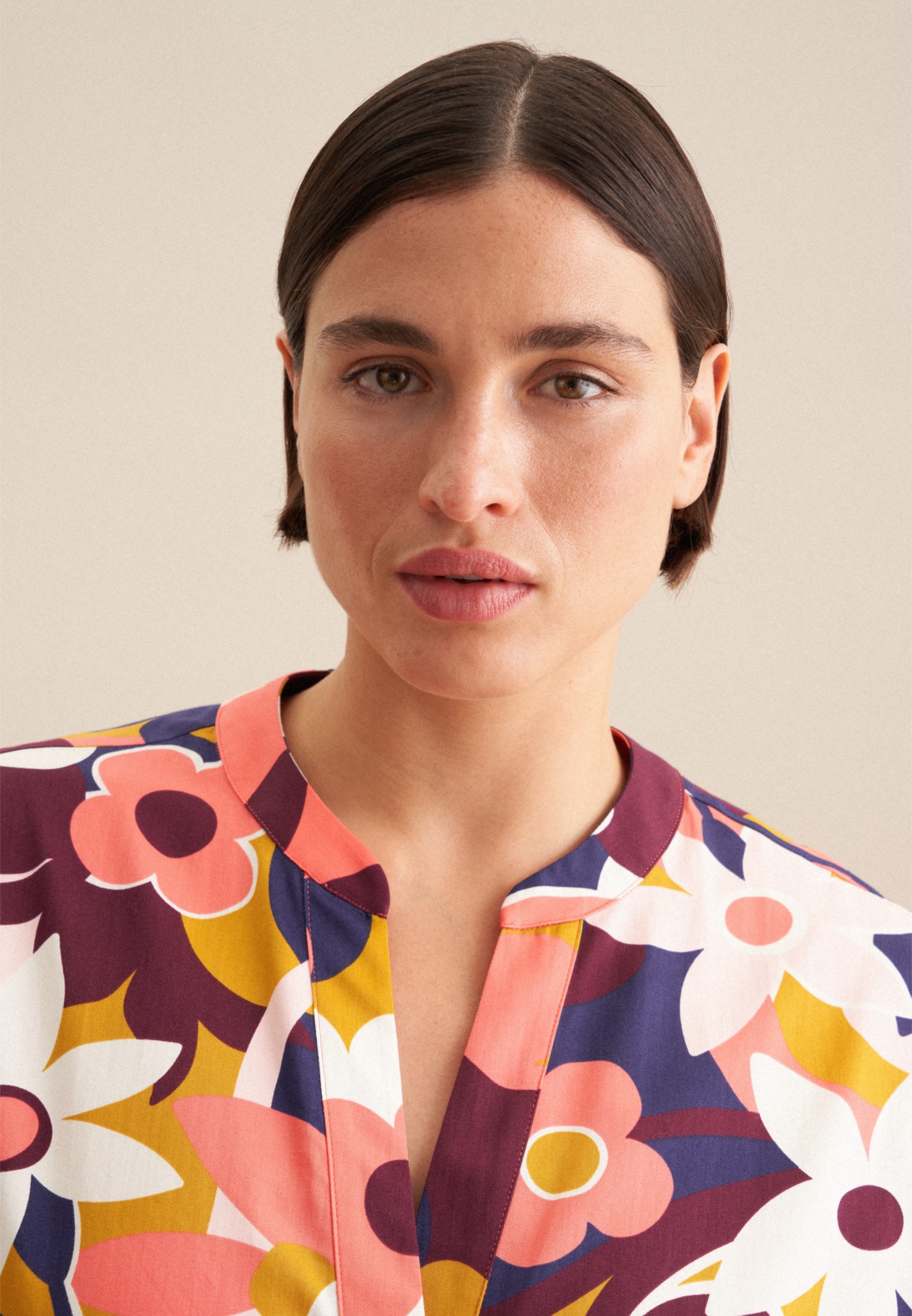 seidensticker Robe d'été »Schwarze Rose« 1/1 Kragen Floral