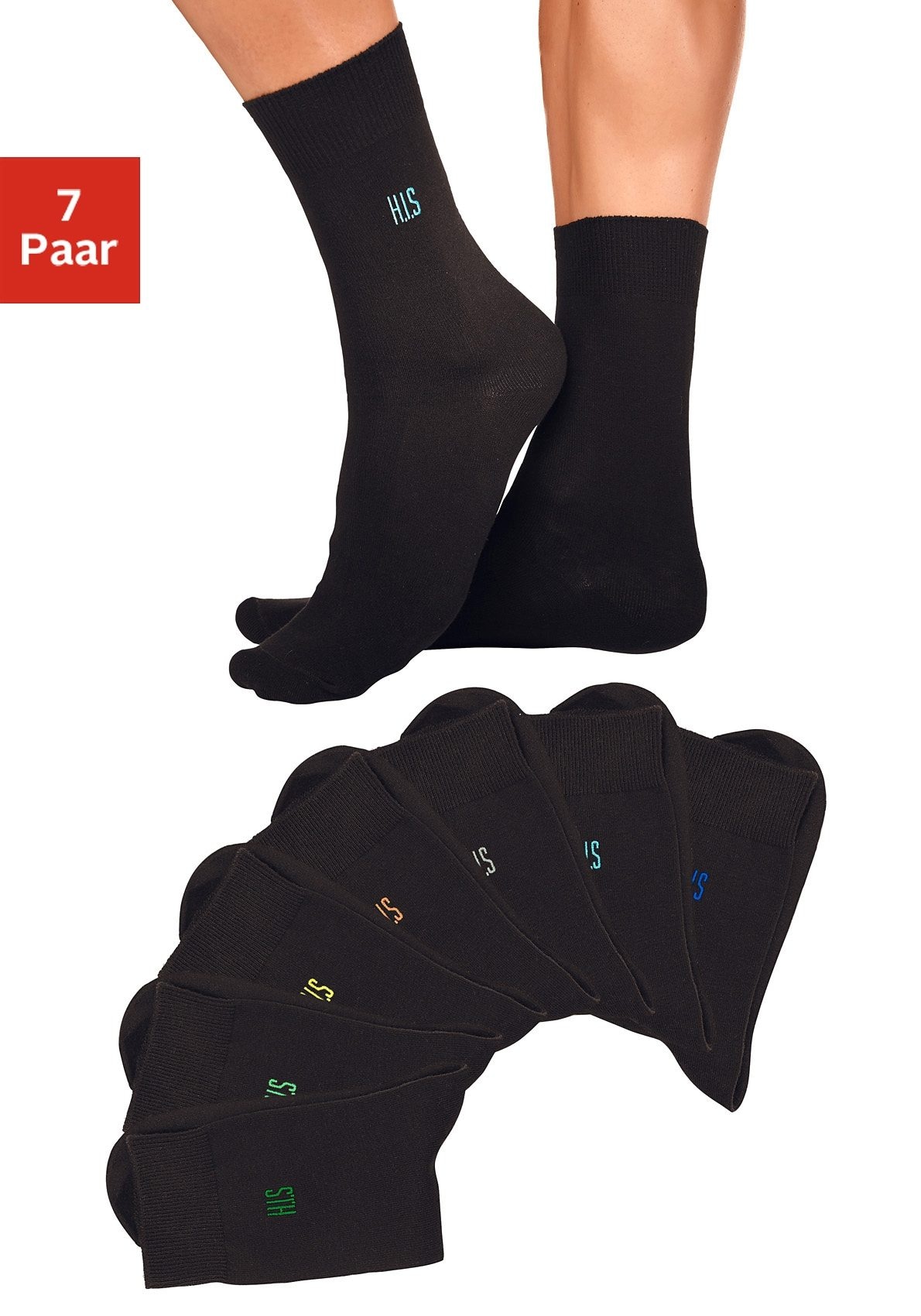 Image of H.I.S Basicsocken Packung, 7 Stk. tlg. mit Komfortbündchen