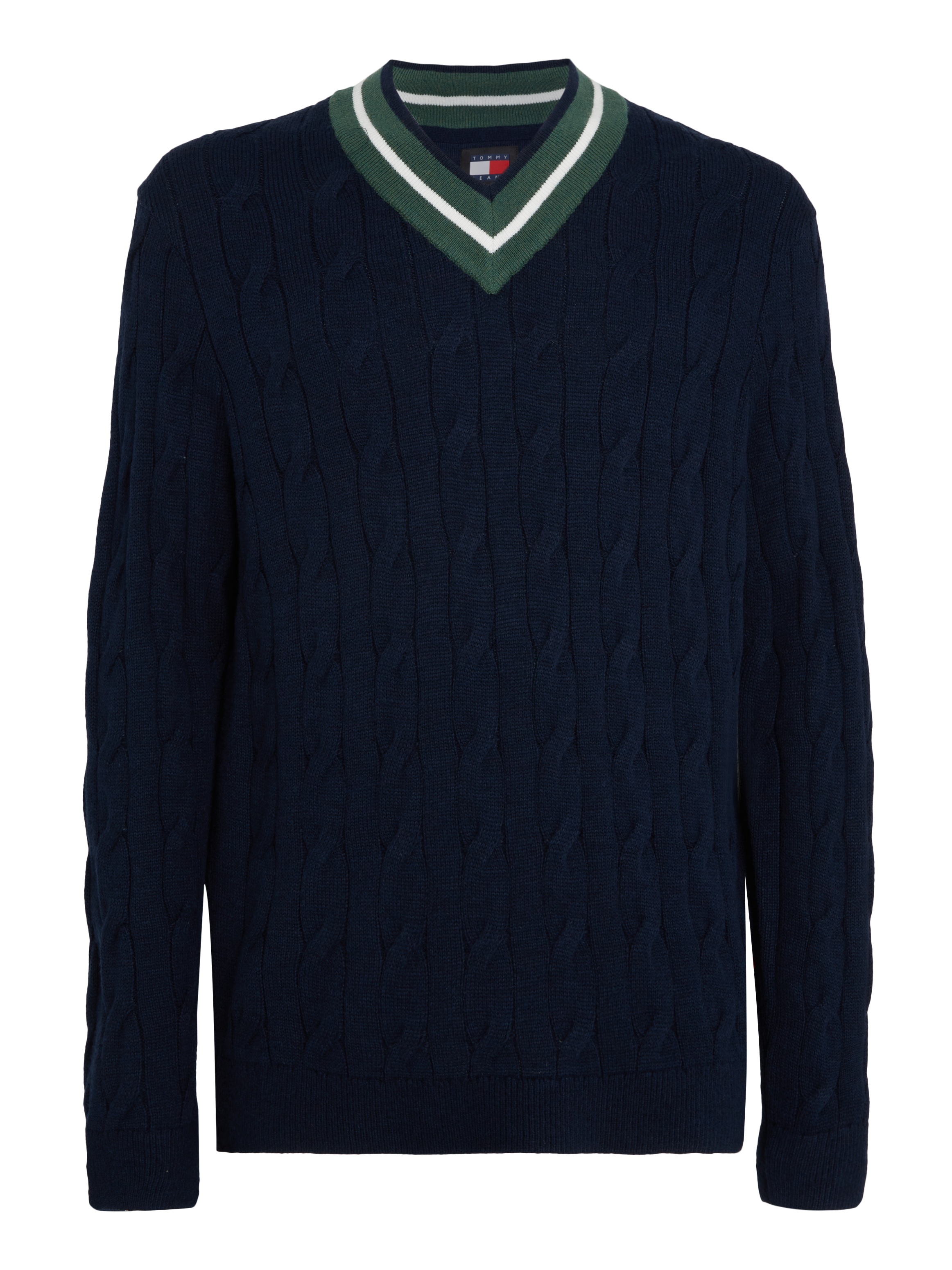 Tommy Jeans Strickpullover »TJM REG V-NECK CABLE SWEATER«, mit zartem Zopfmuster