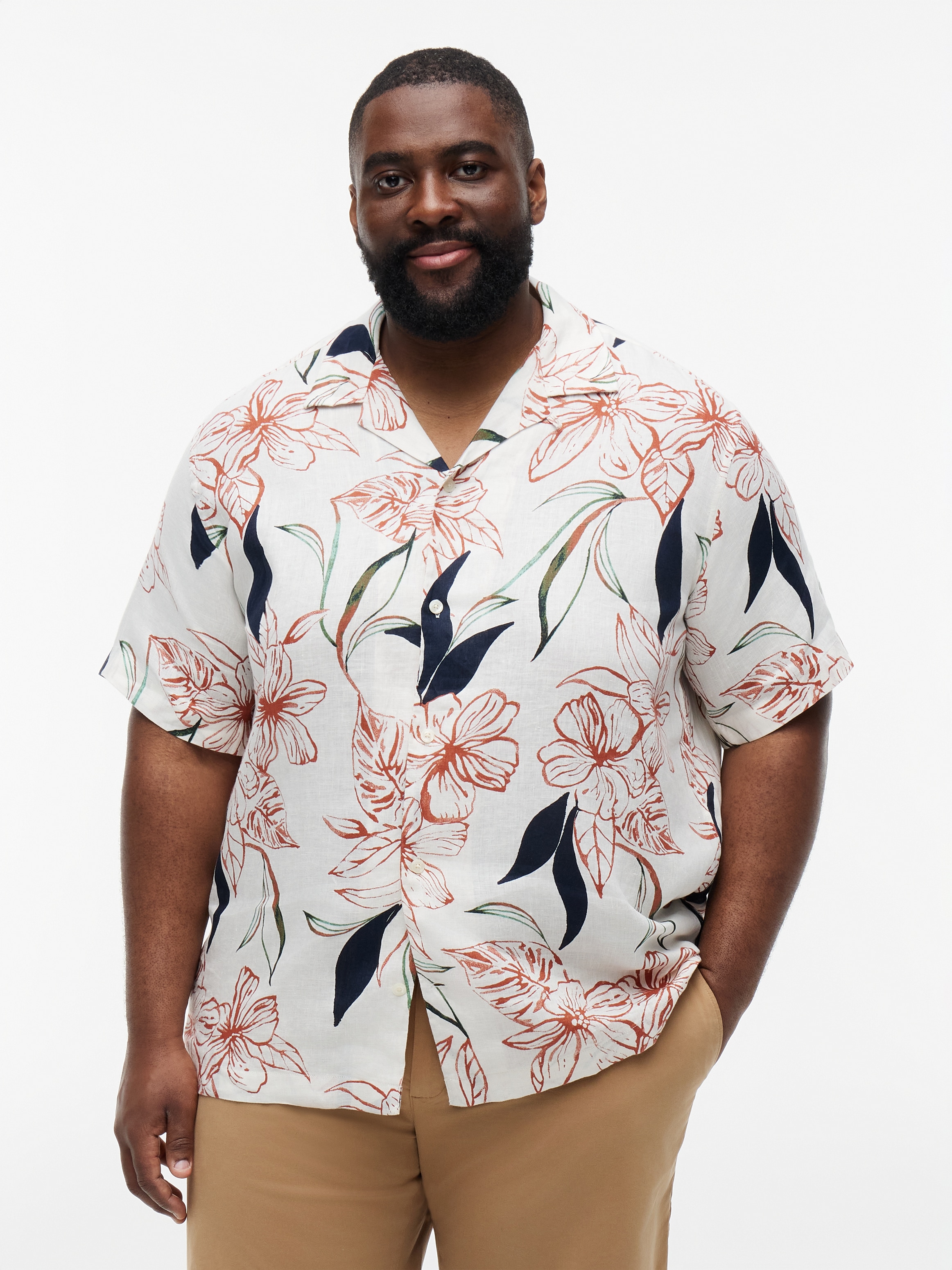 Image of Tommy Hilfiger Big & Tall Leinenhemd "BT-LINEN RESORT PRINT REGULAR FIT" mit Tropen-Print, Grosse Grössen