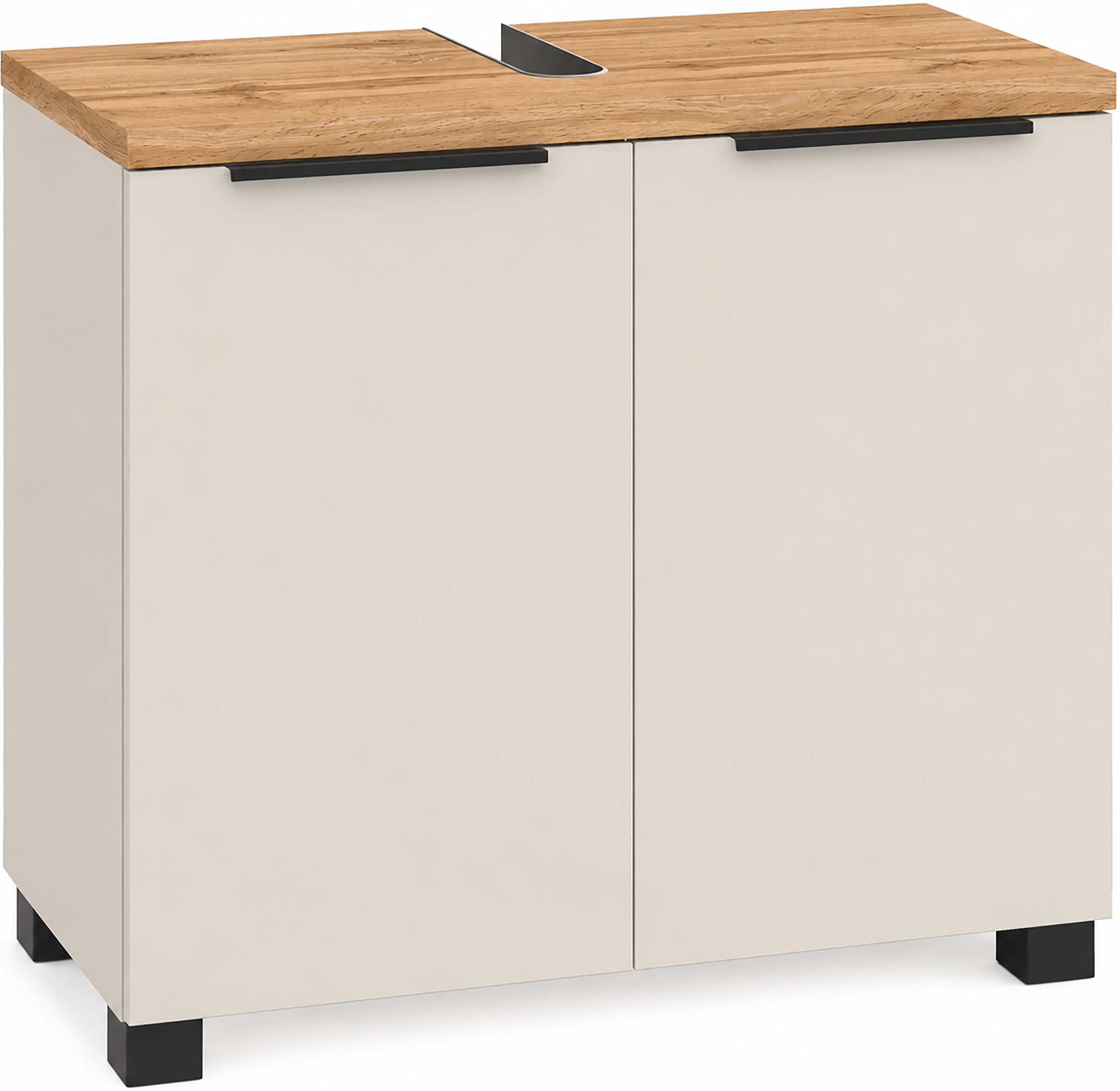 Image of Schildmeyer Waschbeckenunterschrank "Saga, mit fühlbarer Holzstruktur, Breite 65 cm, Made in Germany" 1 Stk. tlg. Eiche Landhaus Dekor mit fühlbarer Struktur, Made in Germany