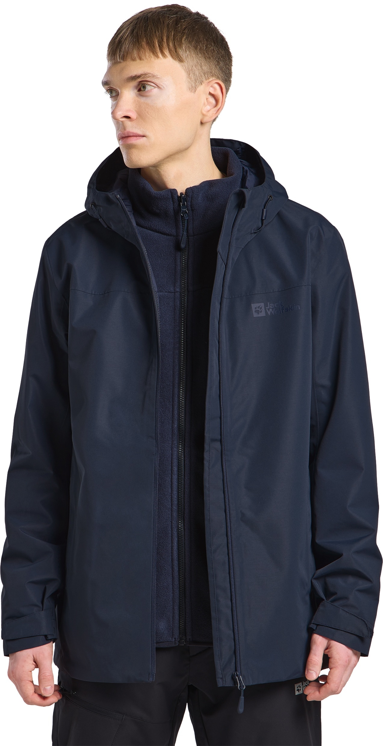 Image of Jack Wolfskin 3-in-1-Funktionsjacke "TAUBENBERG 3IN1 JKT M" mit Kapuze mit herausnehmbarer Innenjacke, wasserabweisender Reissverschluss