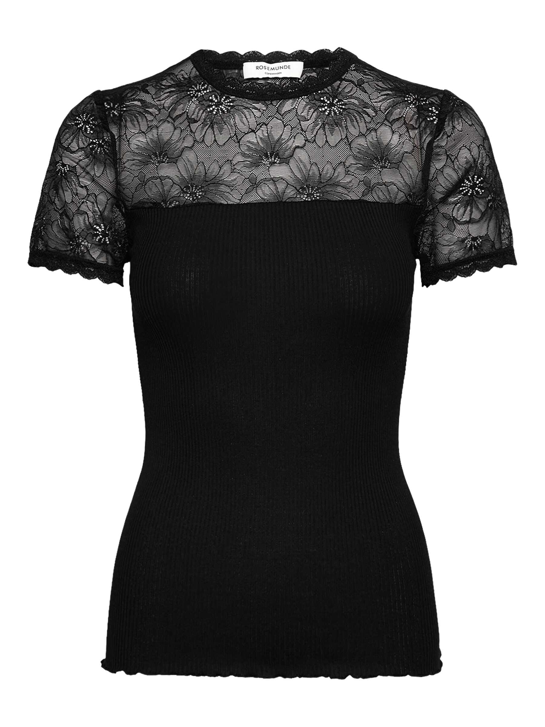 Image of rosemunde T-Shirt "Beatha lace t-shirt" Halbarm, Ärmel und Dekolleté sowie oberer Rücken aus Spitze, Seidenmix