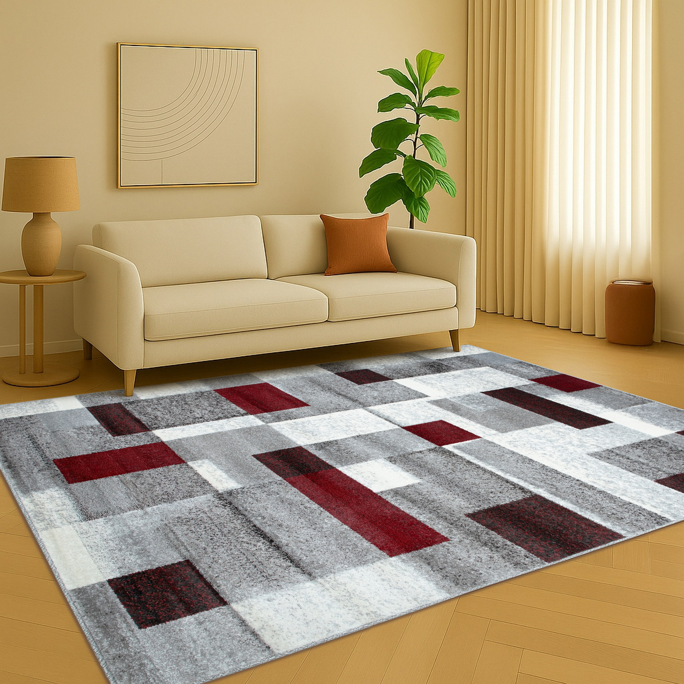 GOODproduct Tapis »Corine« Rectangulaire 9 mm Höhe Avec poil particulièrement doux, poil ras, design moderne à carreaux,