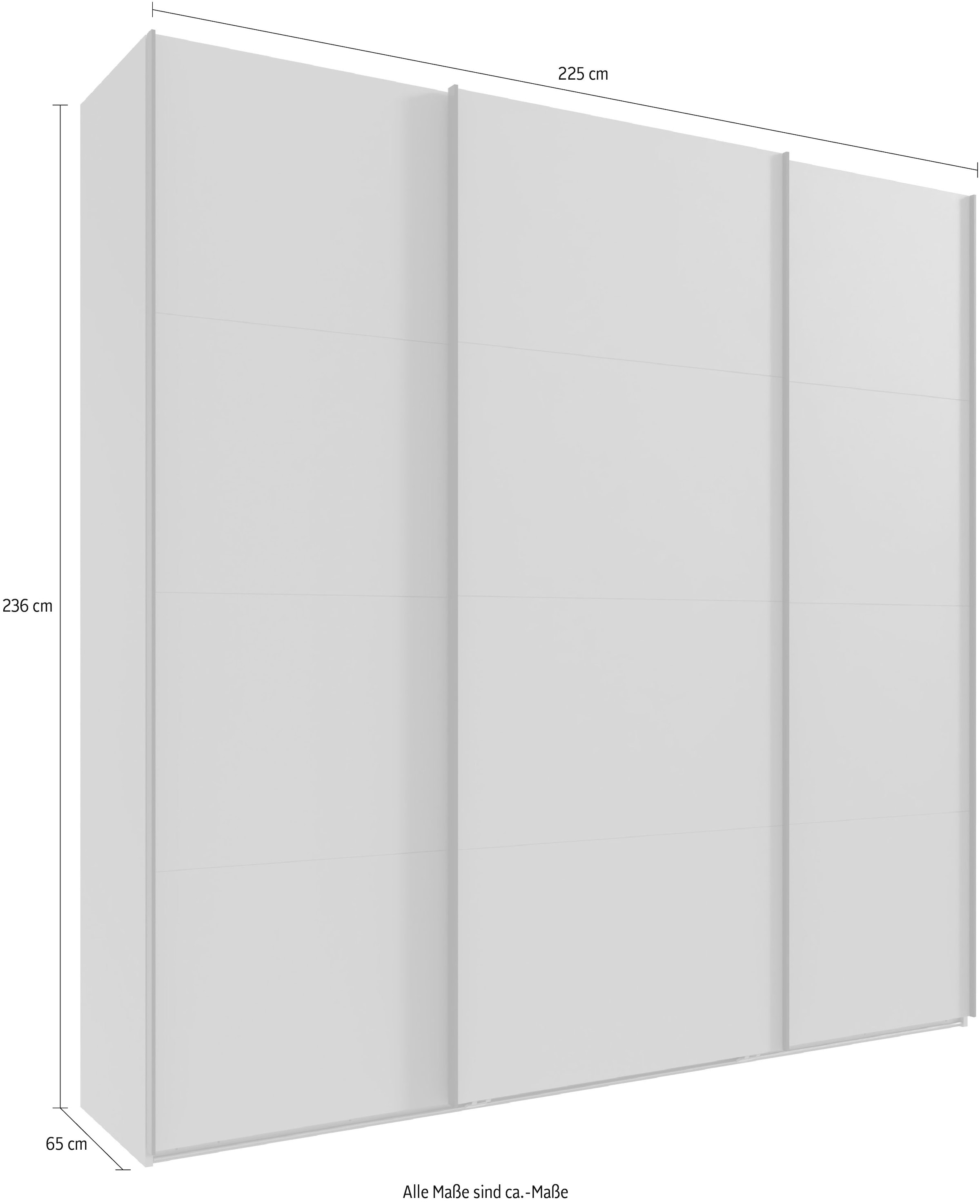 Wimex Kleiderschrank »Mugano, Made in Germany, Lieferung bis in Deine Etage und Stellort«, (wähle Deine Ausstattung: Basic oder Premium!), 3 Schwebetüren, grosse Grössen, mit oder ohne Spiegel, Metallgriffe