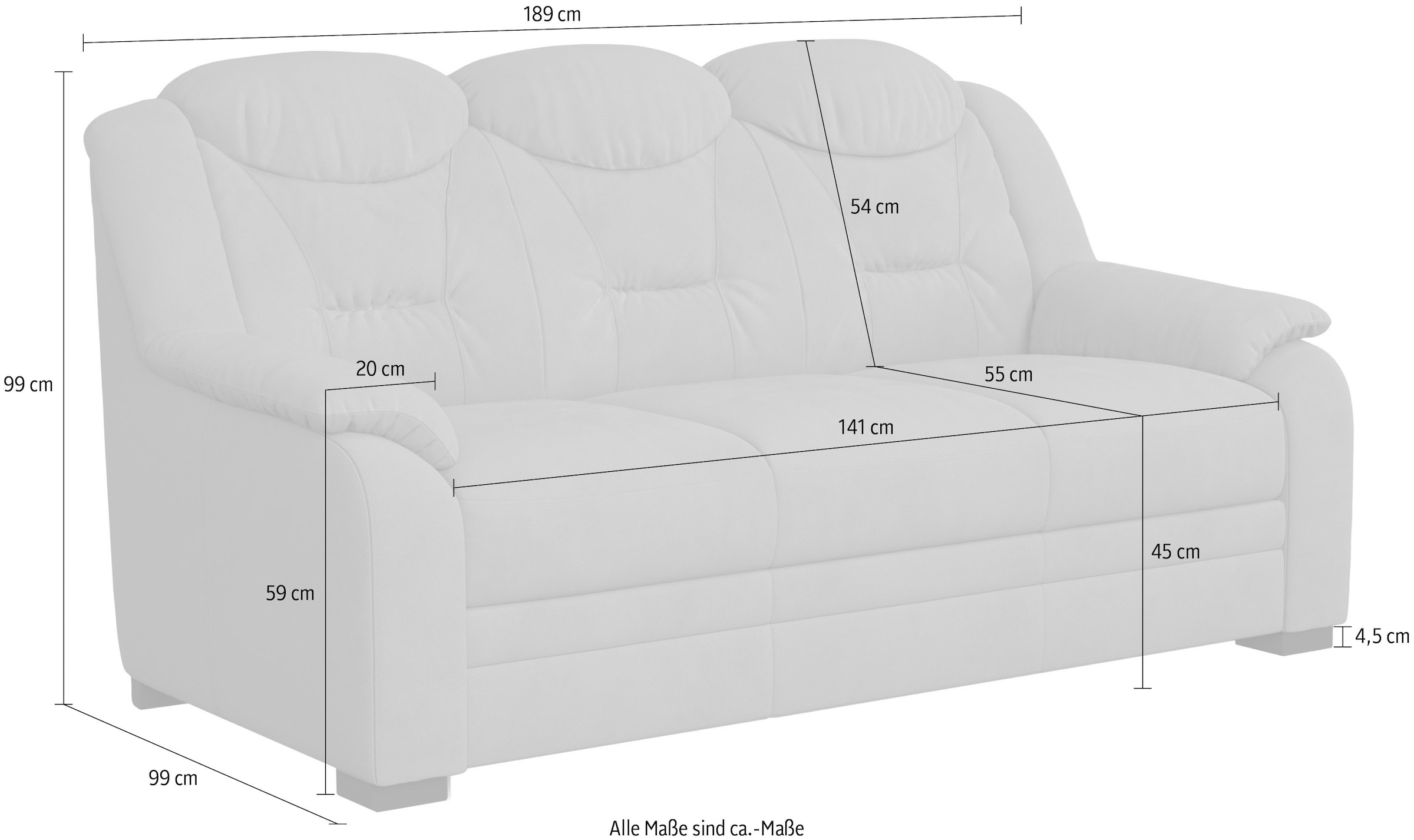 COTTA 3-Sitzer »Marcus«, Sofa mit hoher Rückenlehne