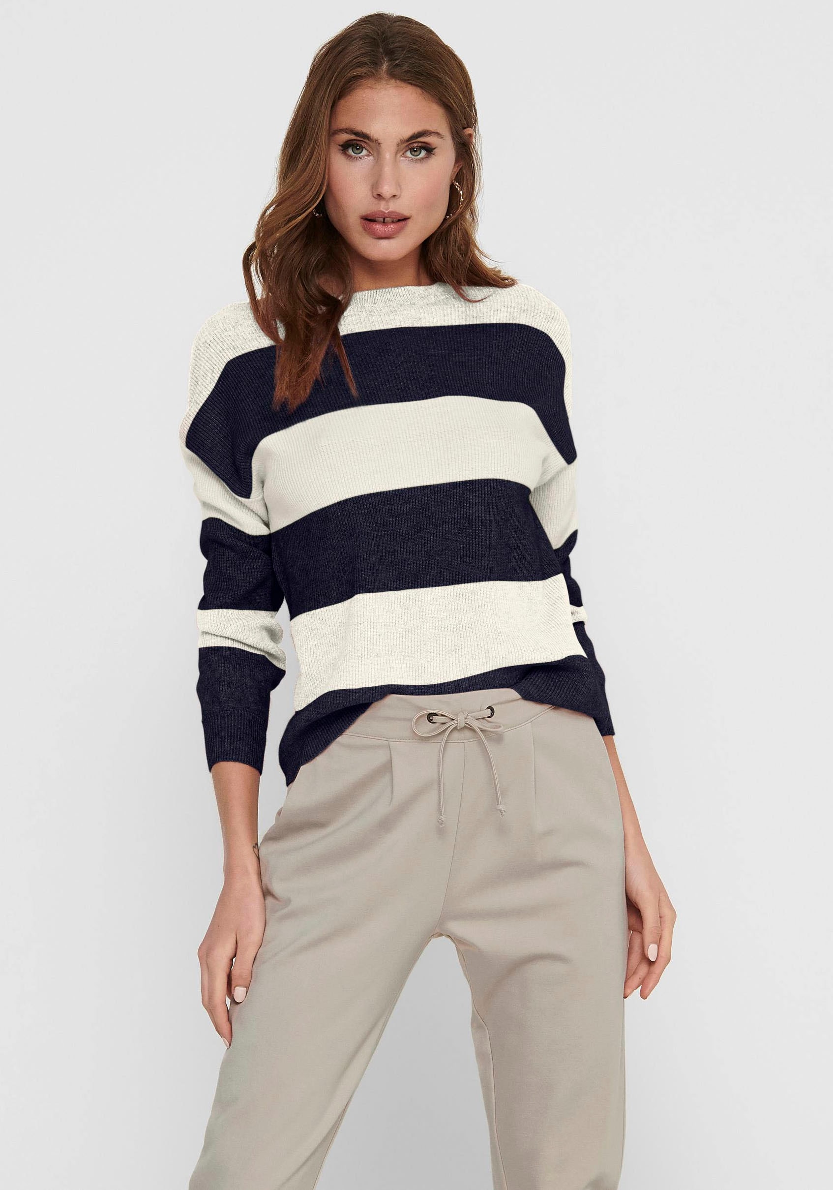 ONLY Strickpullover »ONLATIA L/S STRIPE PULLOVER KNT NOOS«