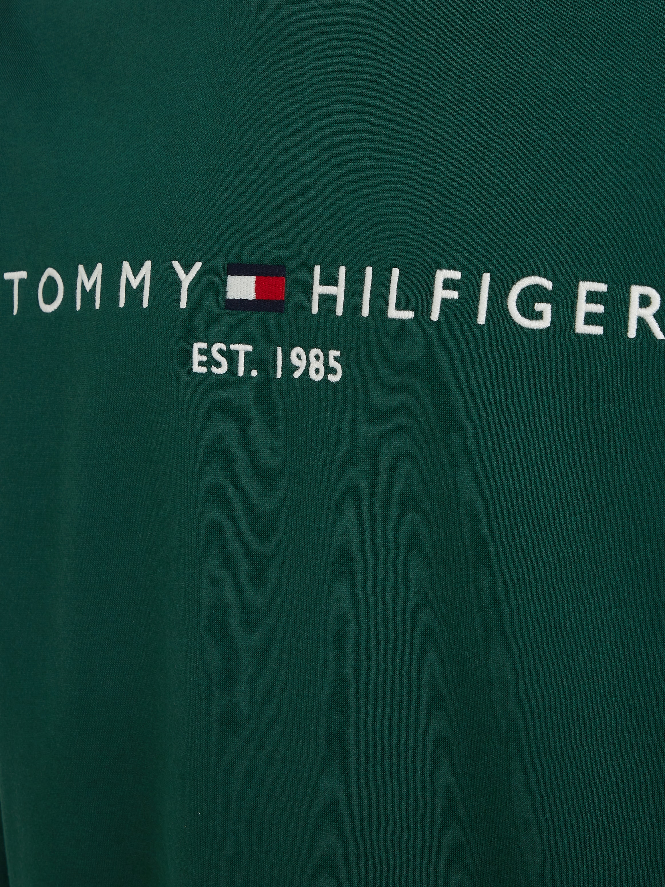 Tommy Hilfiger Sweatshirt »TOMMY LOGO SWEATSHIRT mit Rundhals und Stickerei«, unifarben, casual, regular fit, Baumwollmix, Rundhals