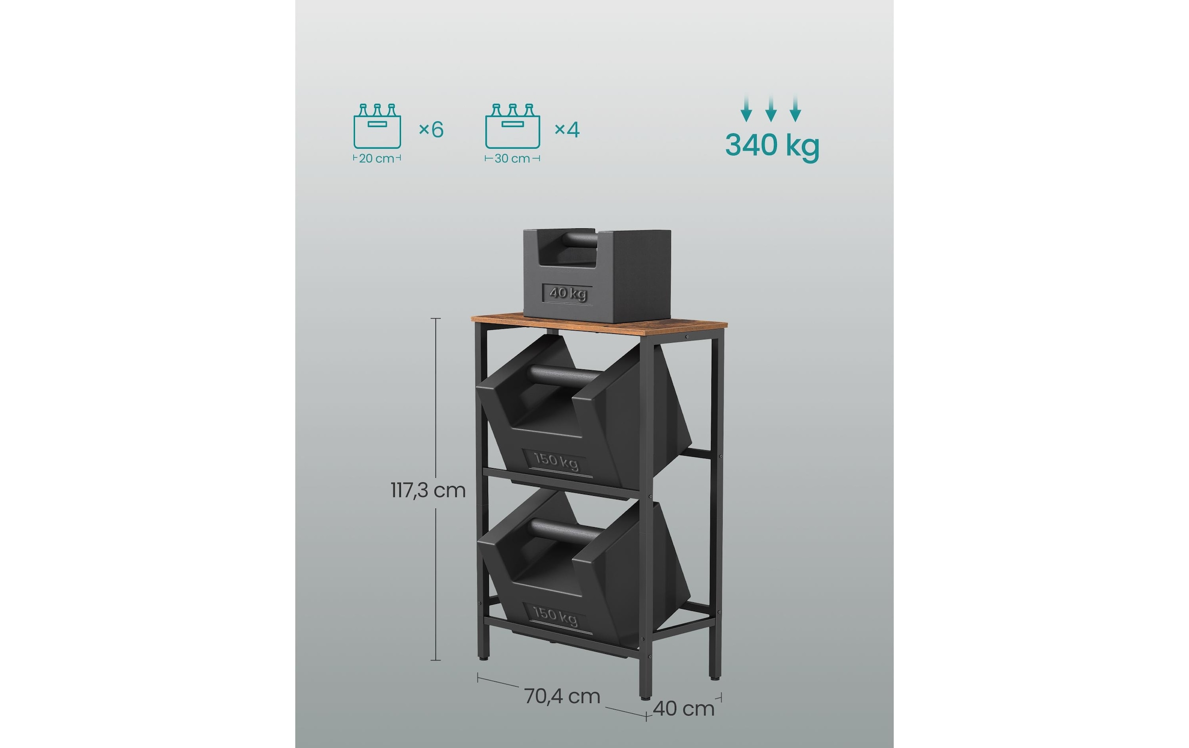 SONGMICS Étagère multi-usages Robustes Getränkekistenregal mit 2 Ebenen für 4 bis 6 Kisten