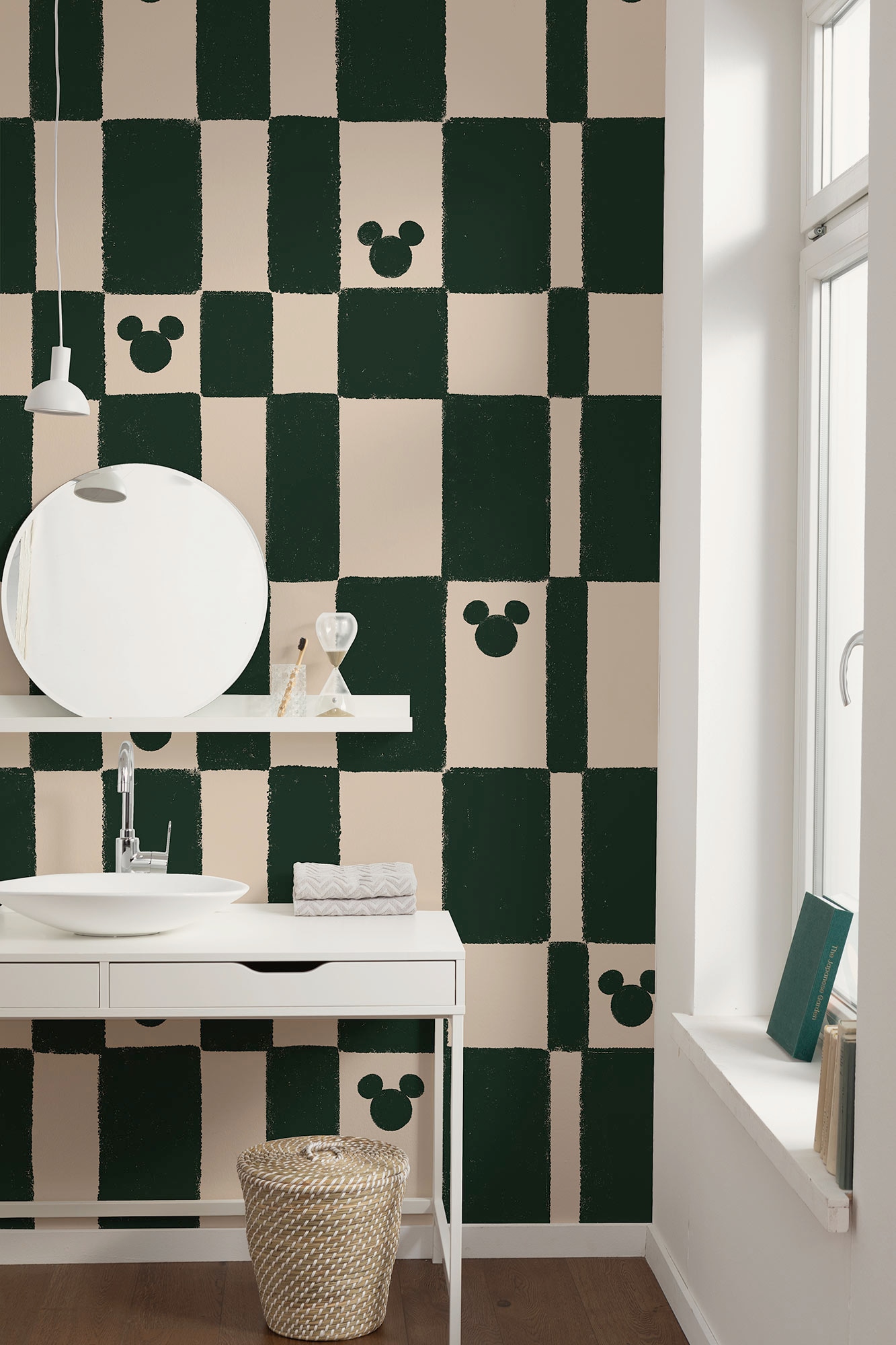 Image of Komar Kindertapete "Disney Mickey Mouse Green Chess" bedruckt glatt