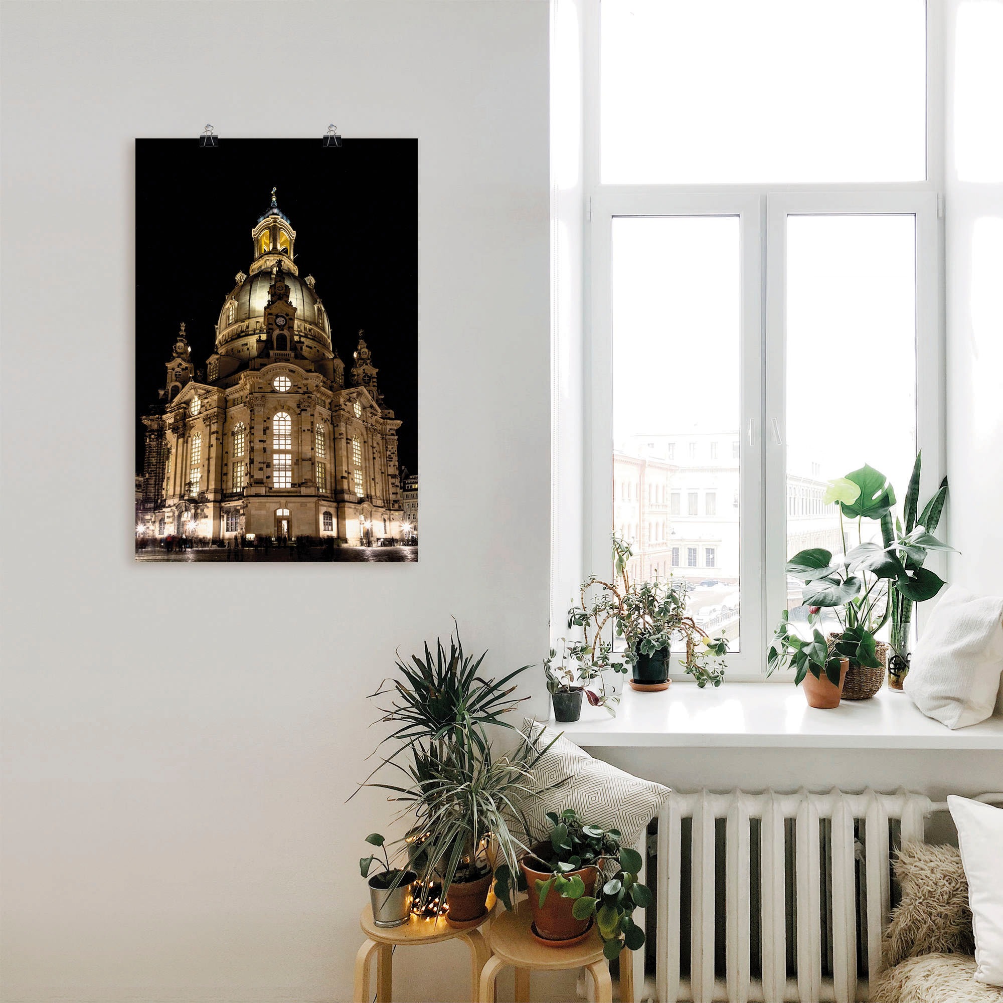 Artland Wandbild »Erleuchtete Frauenkirche in Dresden«, Gebäude, (1 St.), als Leinwandbild, Poster in verschied. Grössen