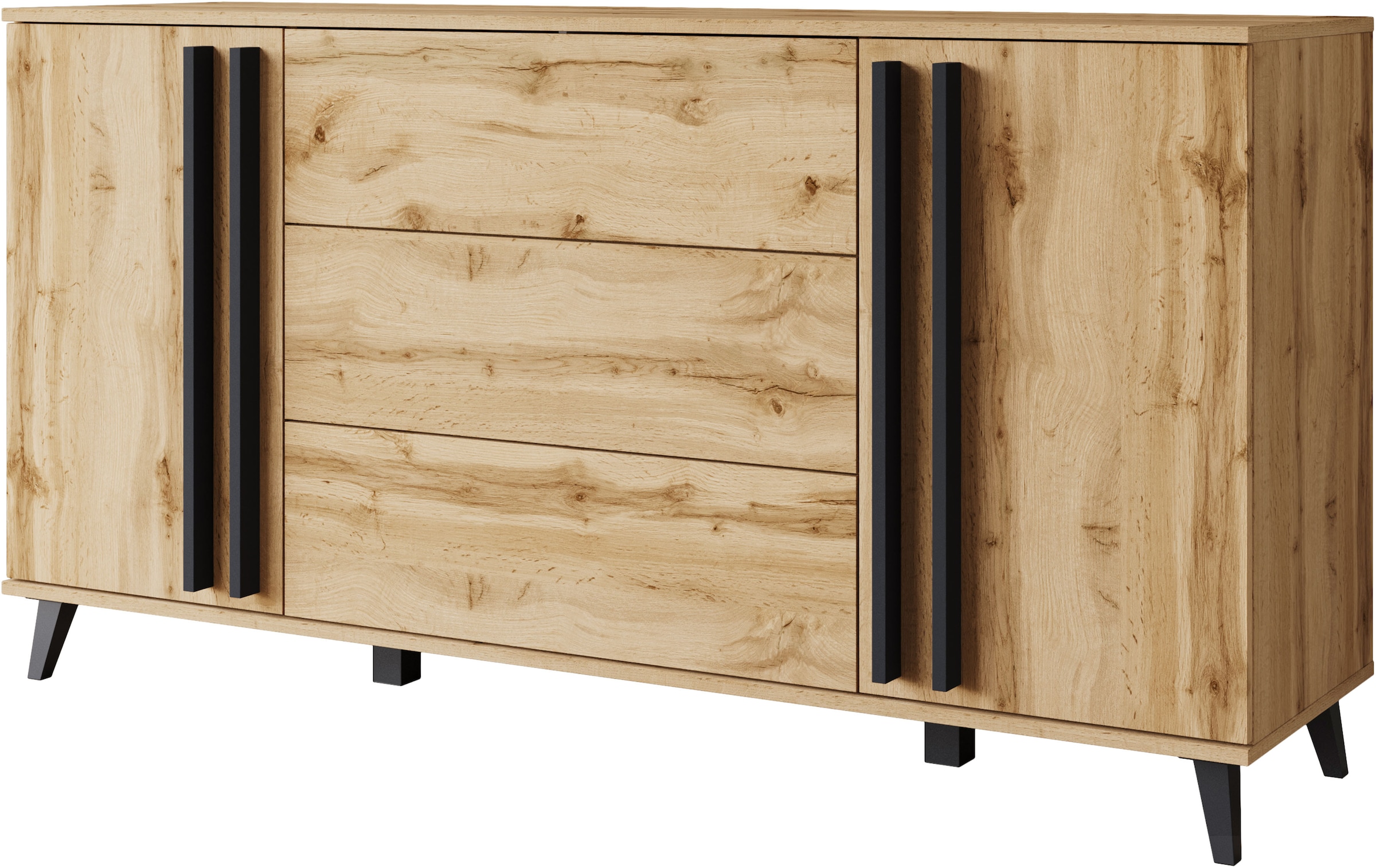 Home affaire Buffet »Helsinki, Kommode mit 2 Türen und 3 Schubladen, Breite 150 cm« 1 cuis tlg. Tiroirs push-to-open, étagères réglables en hauteur