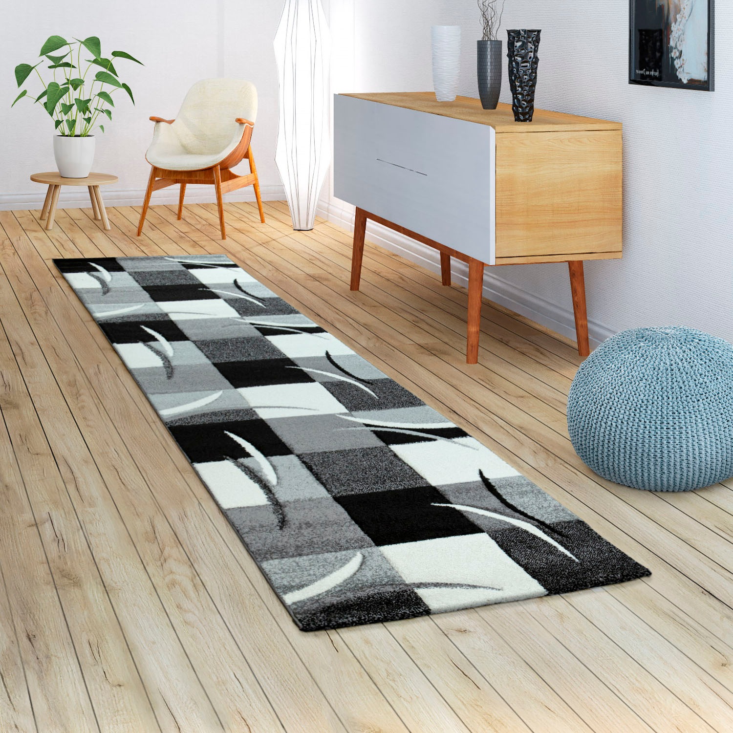 Image of Paco Home Läufer »Diamond 665«, rechteckig, 17 mm Höhe, Teppich-Läufer, Kurzflor, Karo Muster, 3D-Design, ideal im Flur & Schlafzimmer bei Ackermann Versand Schweiz