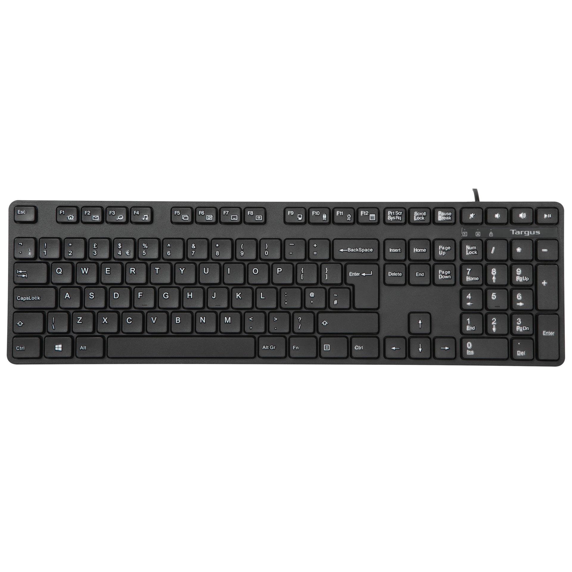 Image of Targus USB-Tastatur "Antimicrobial USB Wired Keyboard - UK Layout" (ausklappbare Füsse)