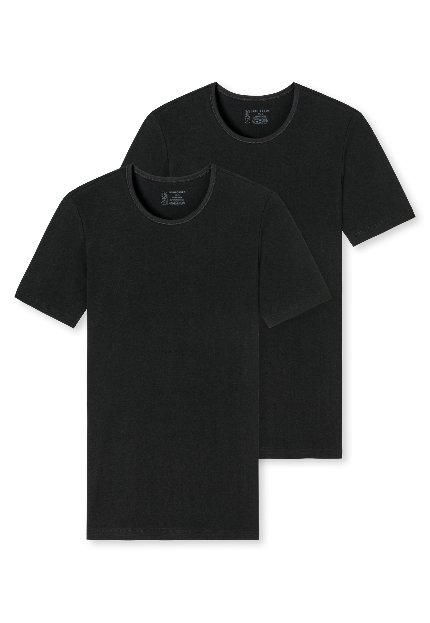 Image of Schiesser T-Shirt "95/5" 2er-Pack, mit Rundhalsausschnitt, Cotton-Mix, Single Jersey
