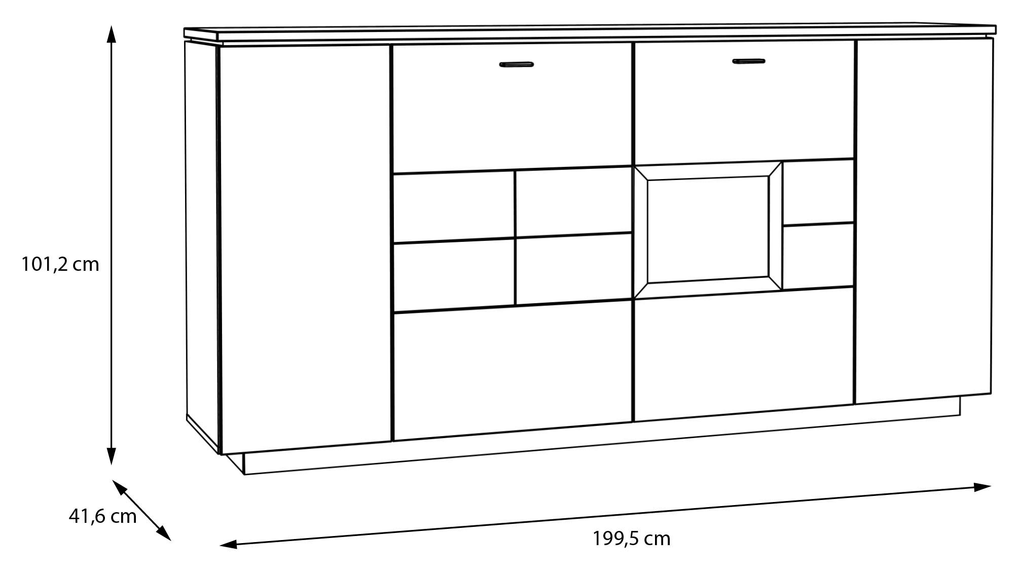 FORTE Buffet haut »Louoto« buffet, poignées en métal, rangement, fermeture douce, hauteur 101,2 cm