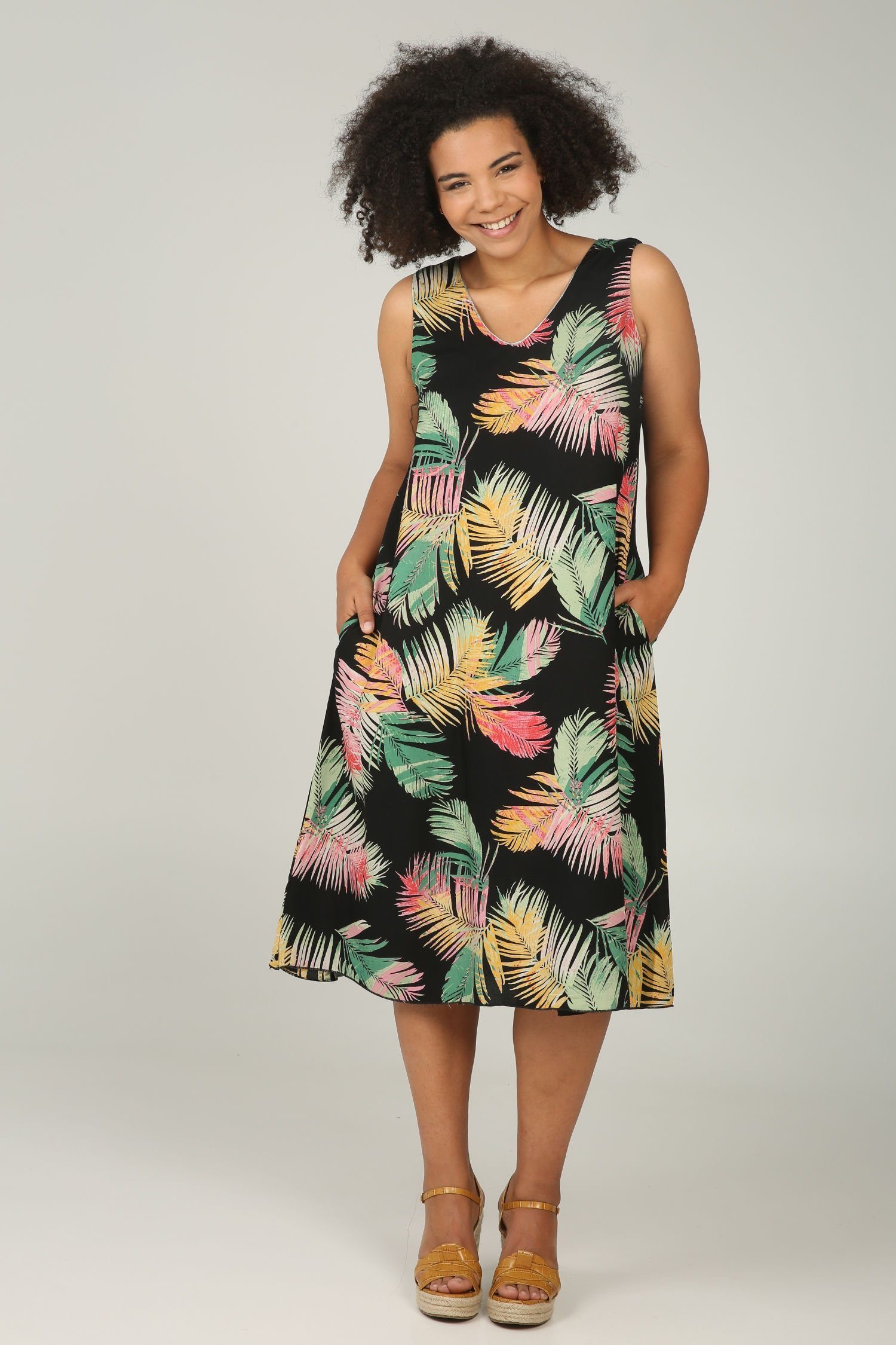 Maxikleid »Langes Kleid mit Palmenblätter-Print«