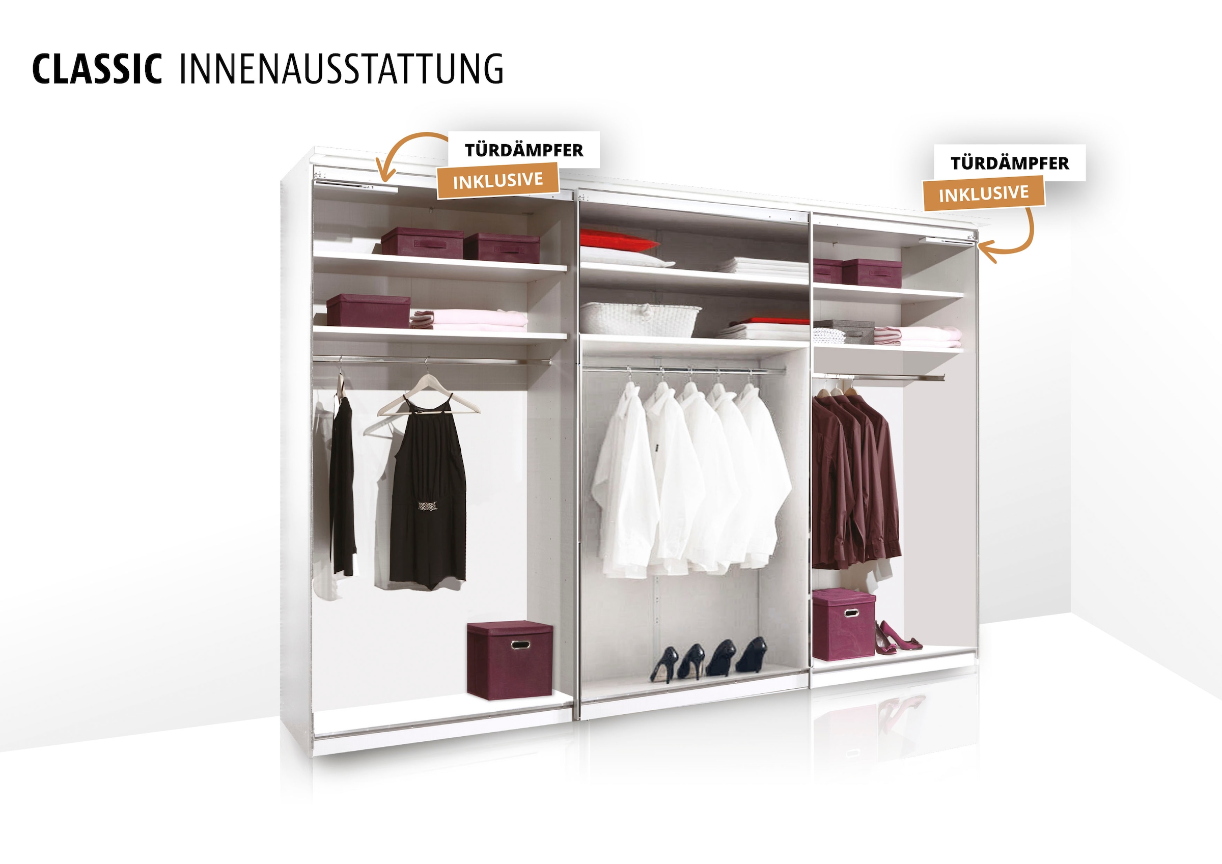 STAUD Armoire à portes coulissantes »Sinfonie Plus, edles Design in hochwertiger Qualität, Made in Germany« Mit Spiegeltür und vier verschiedenen Ausstattungsvarianten