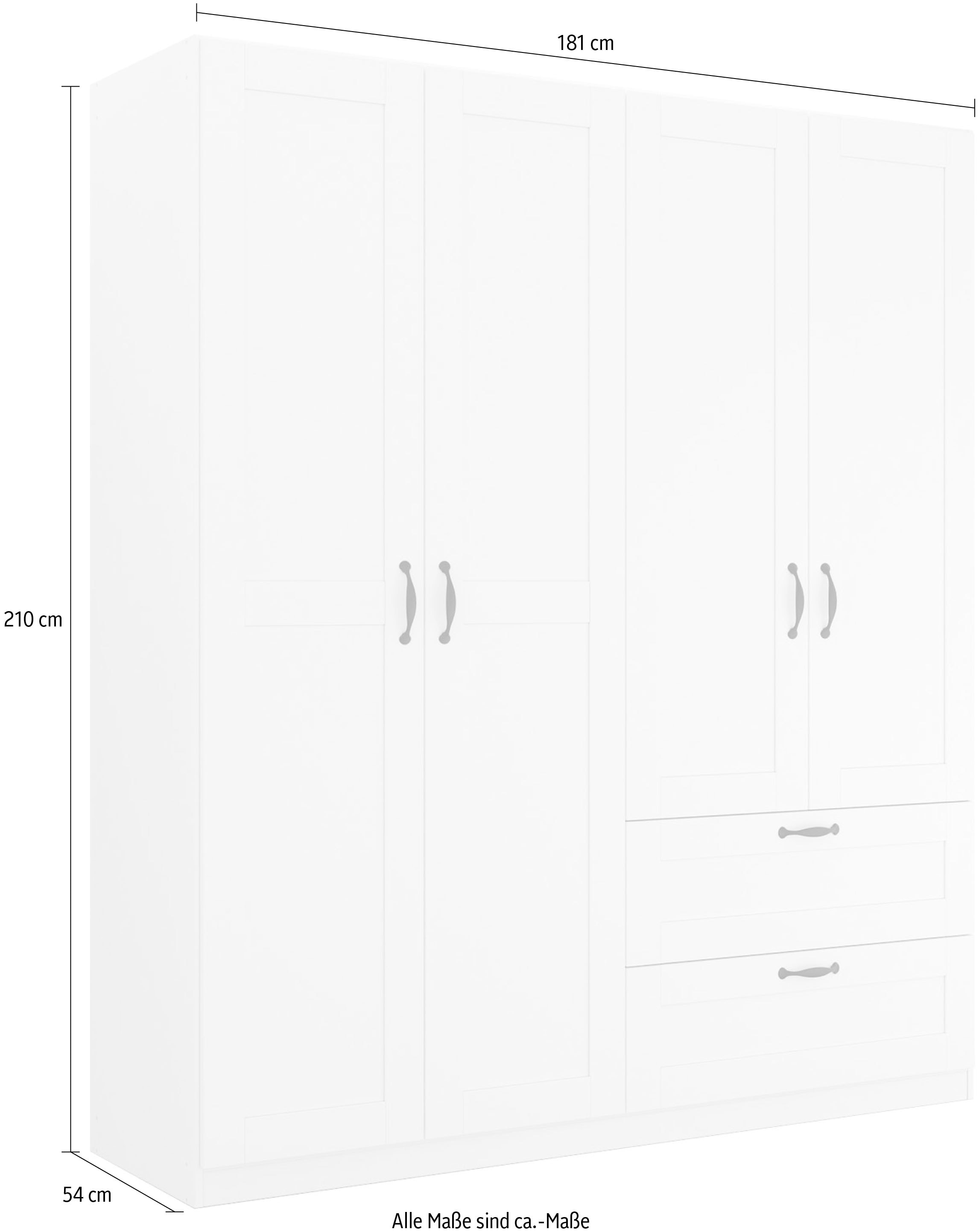 rauch Drehtürenschrank »Kleiderschrank Schrank Garderobe Ankleide COTTAGE BY QUADRA SPIN« Breiten: 181/226/271 cm, Höhe 210 cm,  in skandinavischem Landhausstil, mit Schubladen