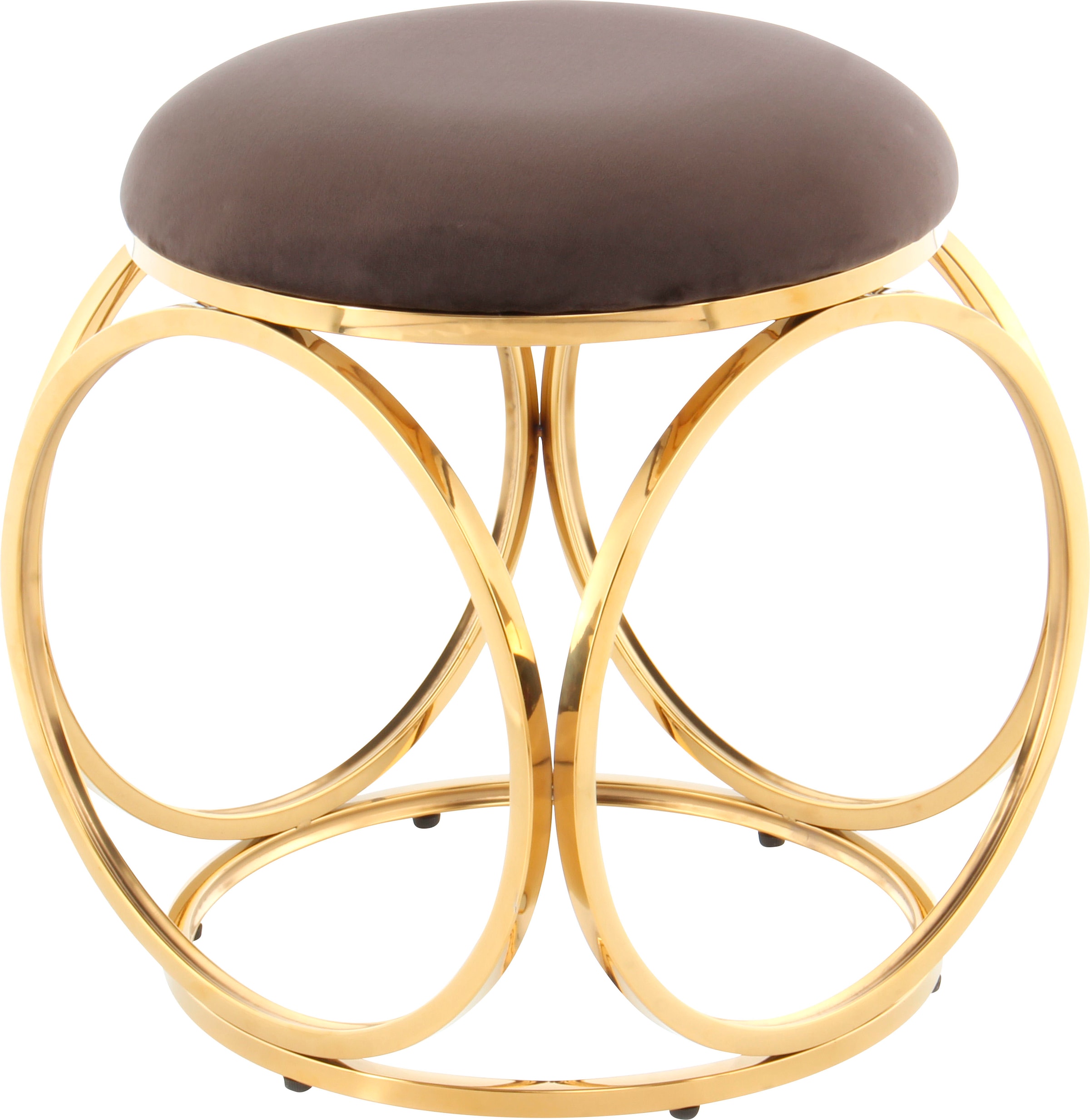 Kayoom Pouf »Hocker Whitney 325,Hocker mit offenem Design,  Gestell aus Metall« 1 cuis tlg. glamourös, hochwertig, pflegeleicht, rundes Sitzkissen