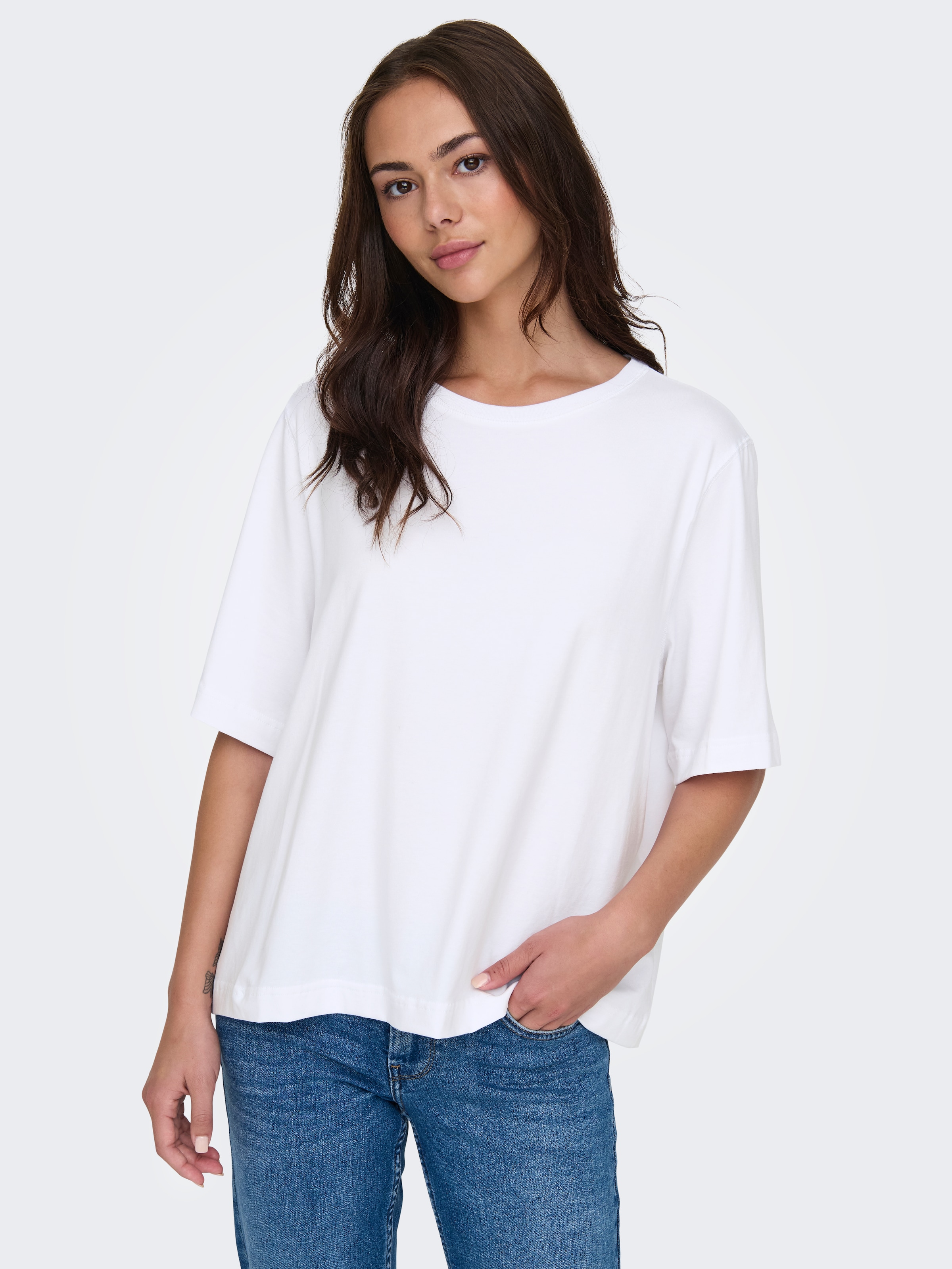 ONLY T-shirt à manches courtes »ONLLINA S/S BOXY TEE JRS« Baumwollmischung, loose fit