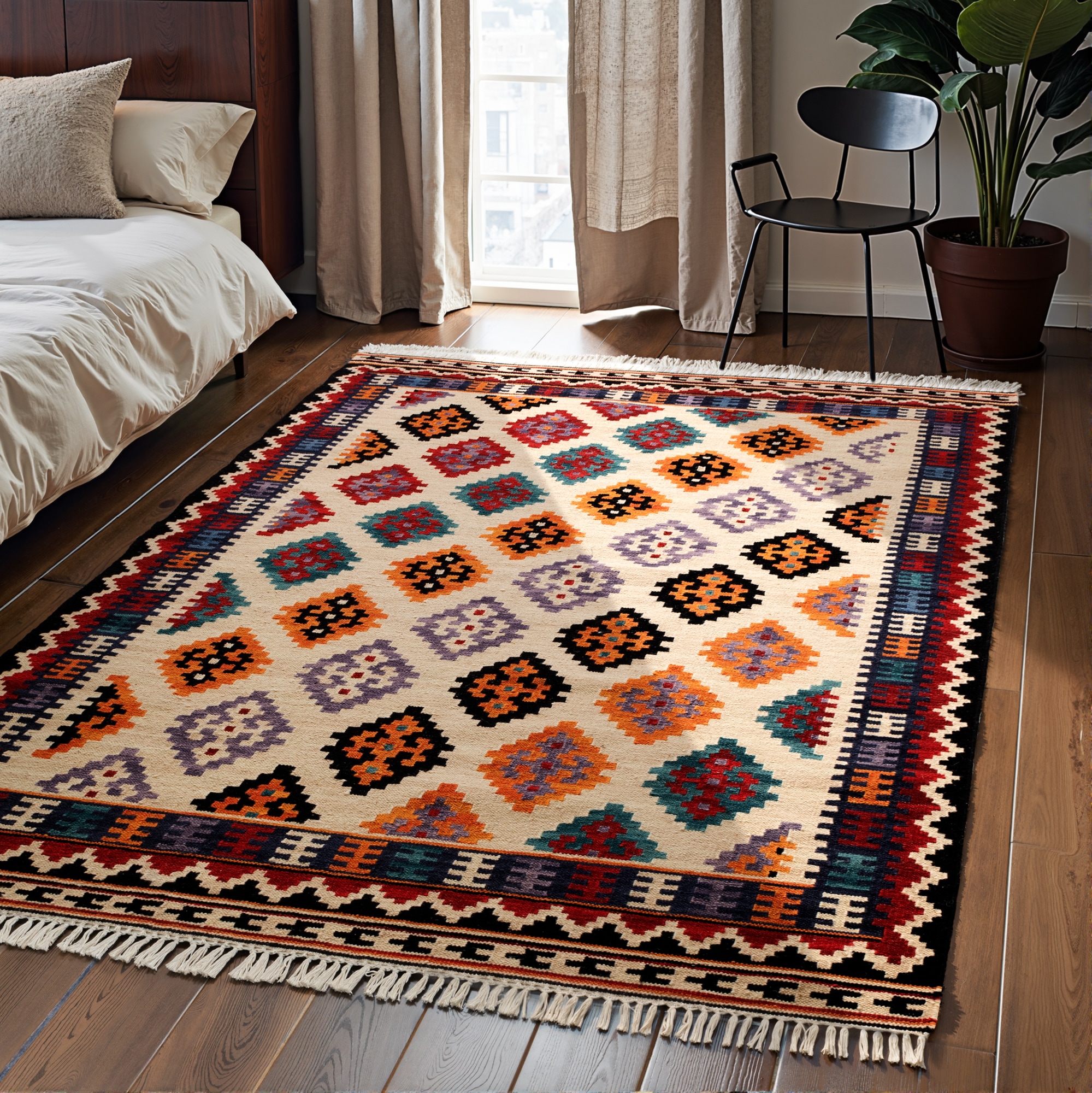 Image of HANSE Home Teppich "Kelim Kian" rechteckig 3 mm Höhe Wolle, Baumwolle, Natur, Handgewebt, orientalisch, Boho, traditionell