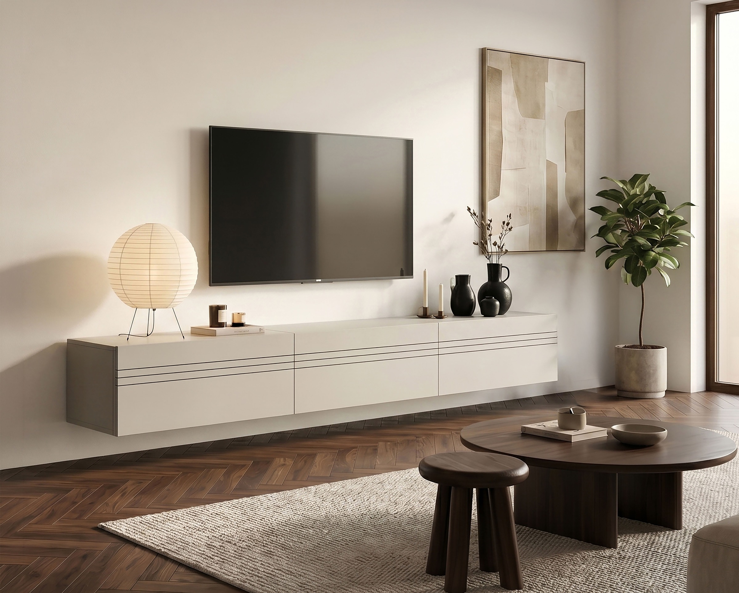 Image of GOODproduct Lowboard "SPIAGGIA, 3-teiliges Set, Breite 270cm, stehend & hängend montierbar" TV-Möbel, TV-Schrank, TV-Lowboard, Mediaboard