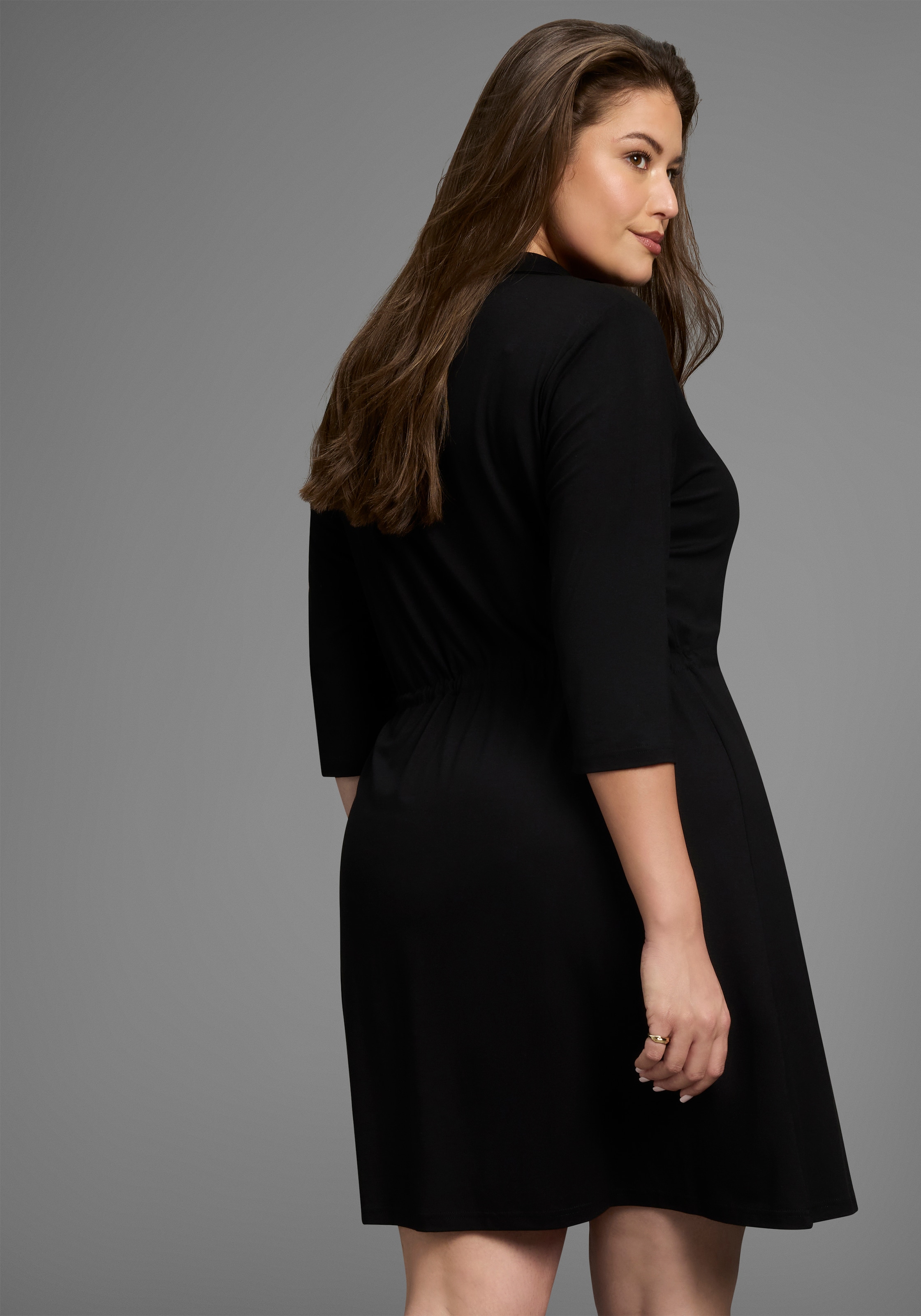 Laura Scott CURVE Jerseykleid, mit Polo-Kragen und taillierendem Tunnelzug - GROSSE GRÖSSE