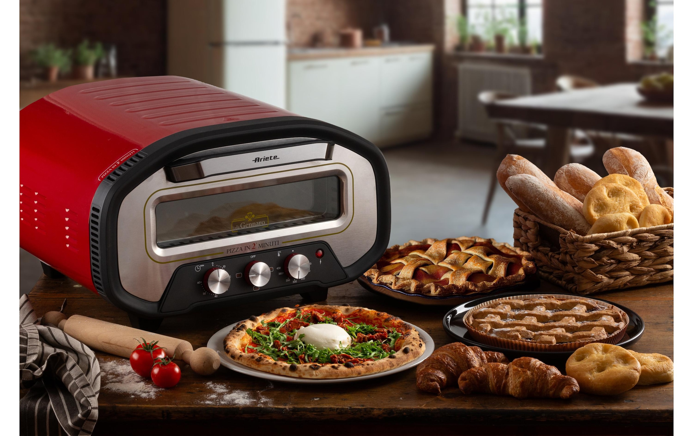 Ariete Four à pizza »3901« jusqu’à 430°C, pierre à pizza amovible, accessoires inclus
