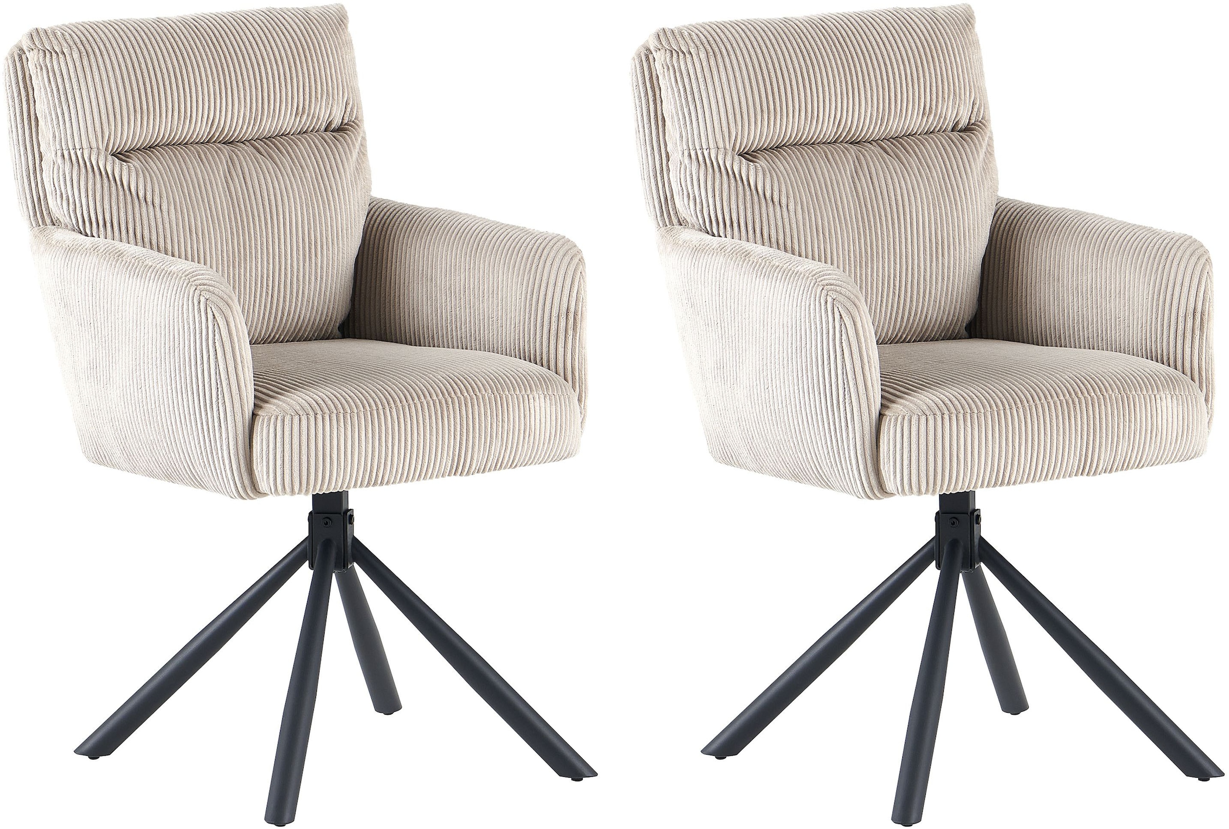 GOODproduct Esszimmerstuhl »Justin« (Set) 2 Stk.gemütlicher Sessel mit Taschenfederkern, 360 Grad drehbar, Grob - Cord